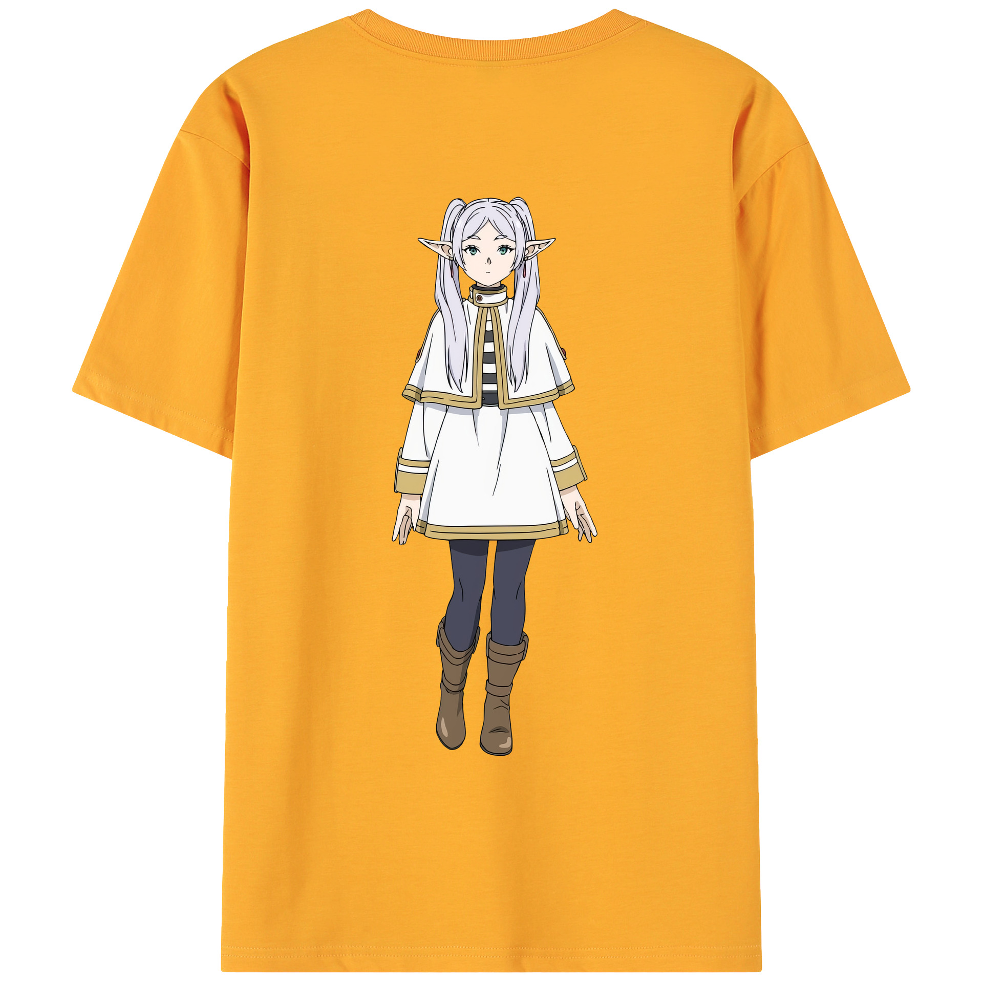 （画像用） 葬送のフリーレン Frieren 綿100％ メンズ半袖Tシャツ（バックプリント） 通気性
