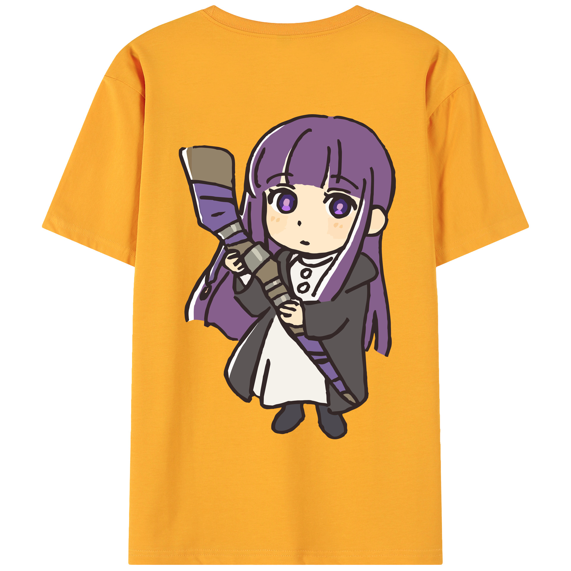 （画像用） 葬送のフリーレン Frieren 綿100％ メンズ半袖Tシャツ（バックプリント） 通気性