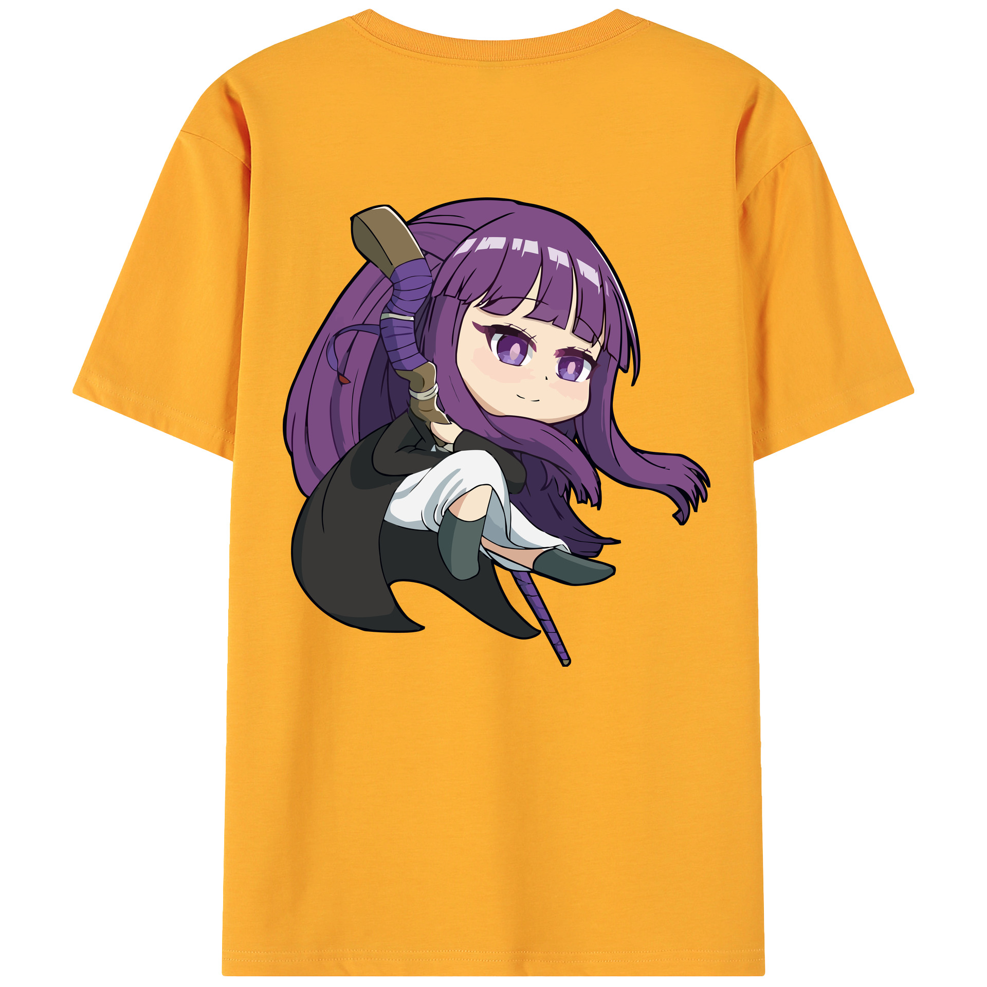（画像用） 葬送のフリーレン Frieren 綿100％ メンズ半袖Tシャツ（バックプリント） 通気性