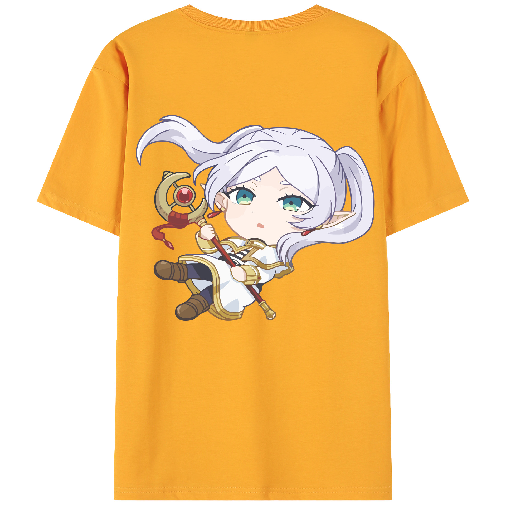 （画像用） 葬送のフリーレン Frieren 綿100％ メンズ半袖Tシャツ（バックプリント） 通気性