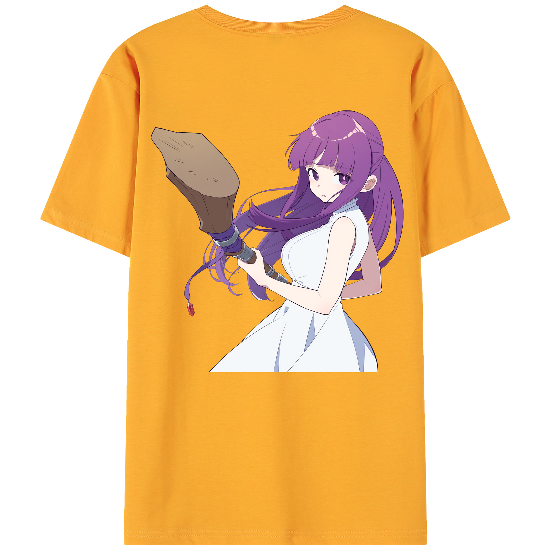 （画像用） 葬送のフリーレン Frieren 綿100％ メンズ半袖Tシャツ（バックプリント） 通気性