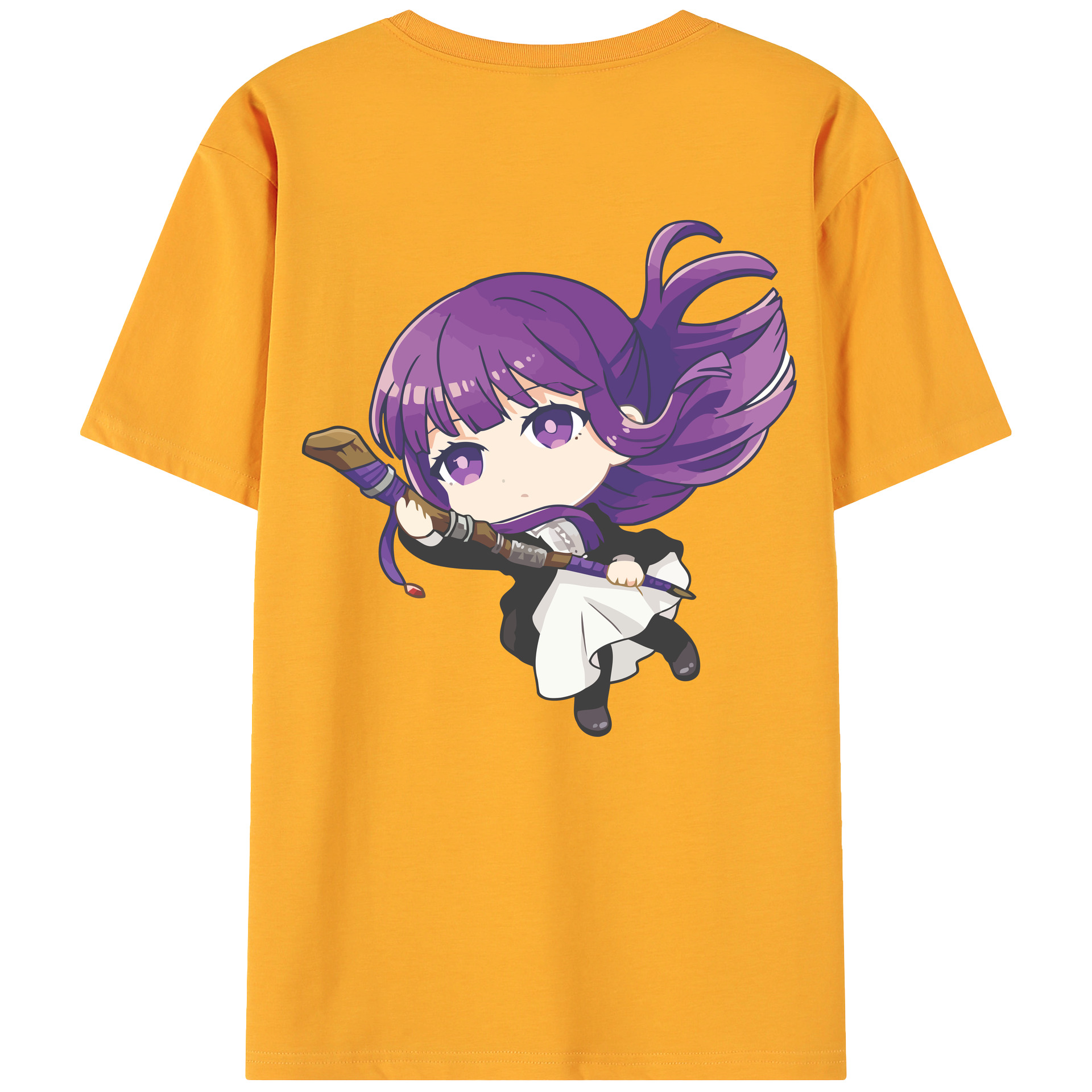 （画像用） 葬送のフリーレン Frieren 綿100％ メンズ半袖Tシャツ（バックプリント） 通気性