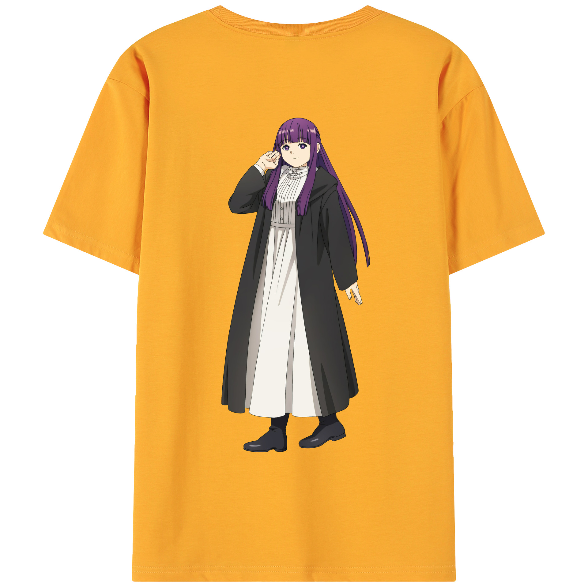 （画像用） 葬送のフリーレン Frieren 綿100％ メンズ半袖Tシャツ（バックプリント） 通気性