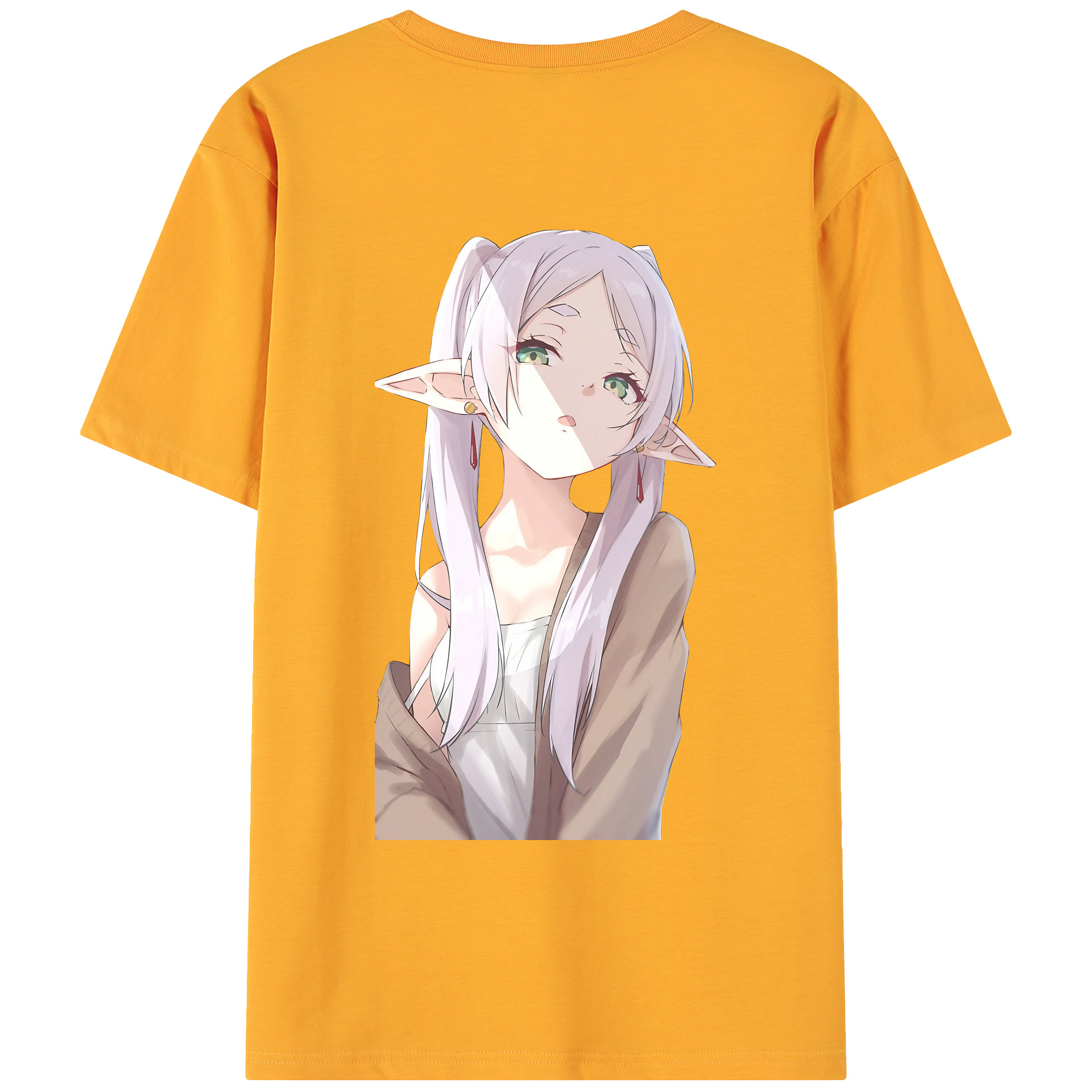 （画像用） 葬送のフリーレン Frieren 綿100％ メンズ半袖Tシャツ（バックプリント） 通気性