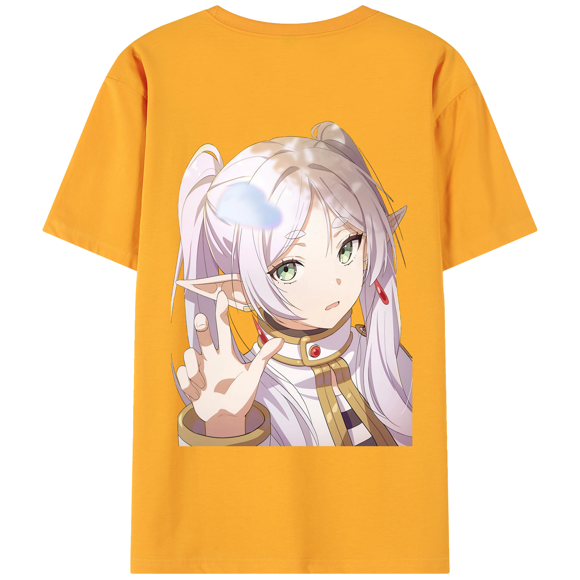 （画像用） 葬送のフリーレン Frieren 綿100％ メンズ半袖Tシャツ（バックプリント） 通気性