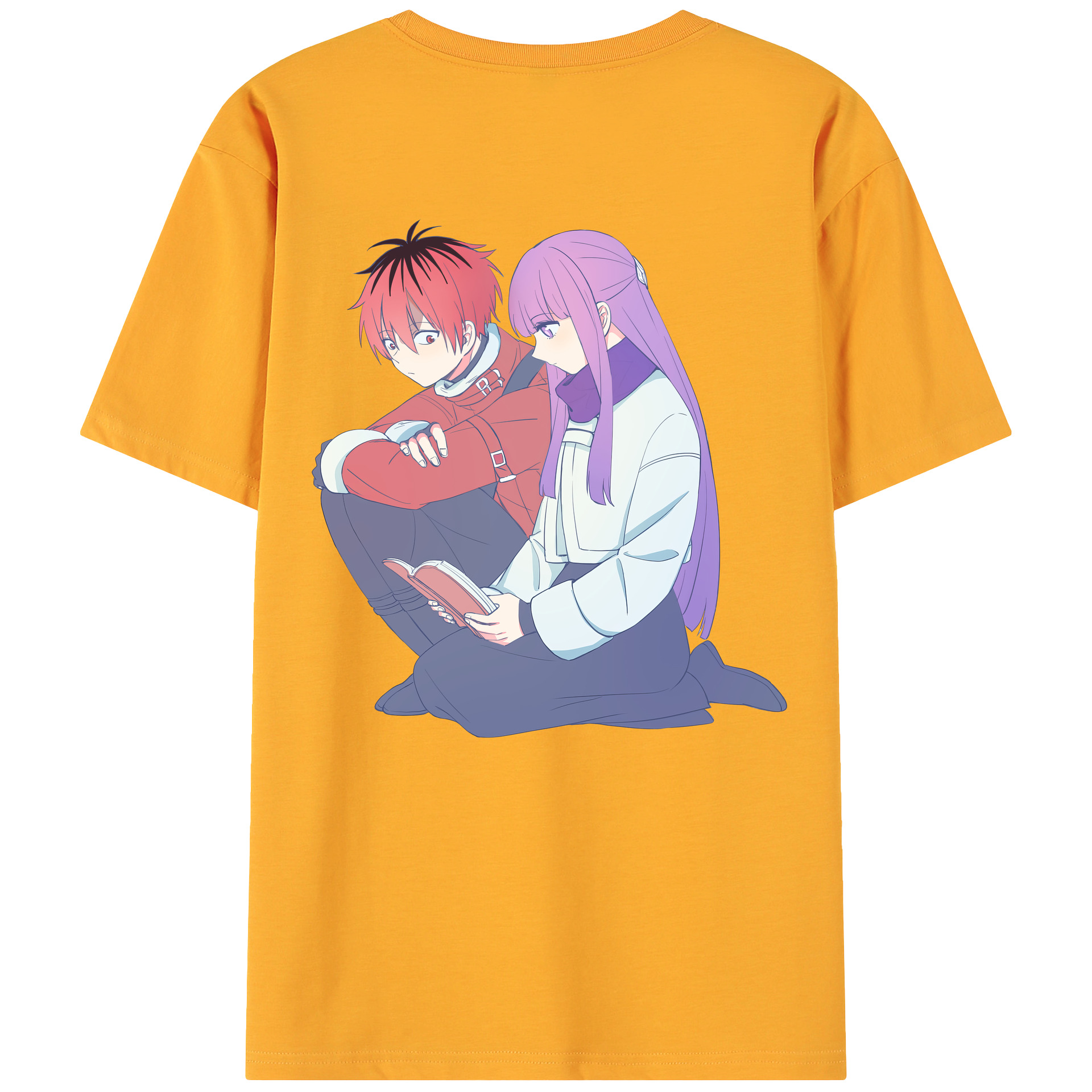 （画像用） 葬送のフリーレン Frieren 綿100％ メンズ半袖Tシャツ（バックプリント） 通気性