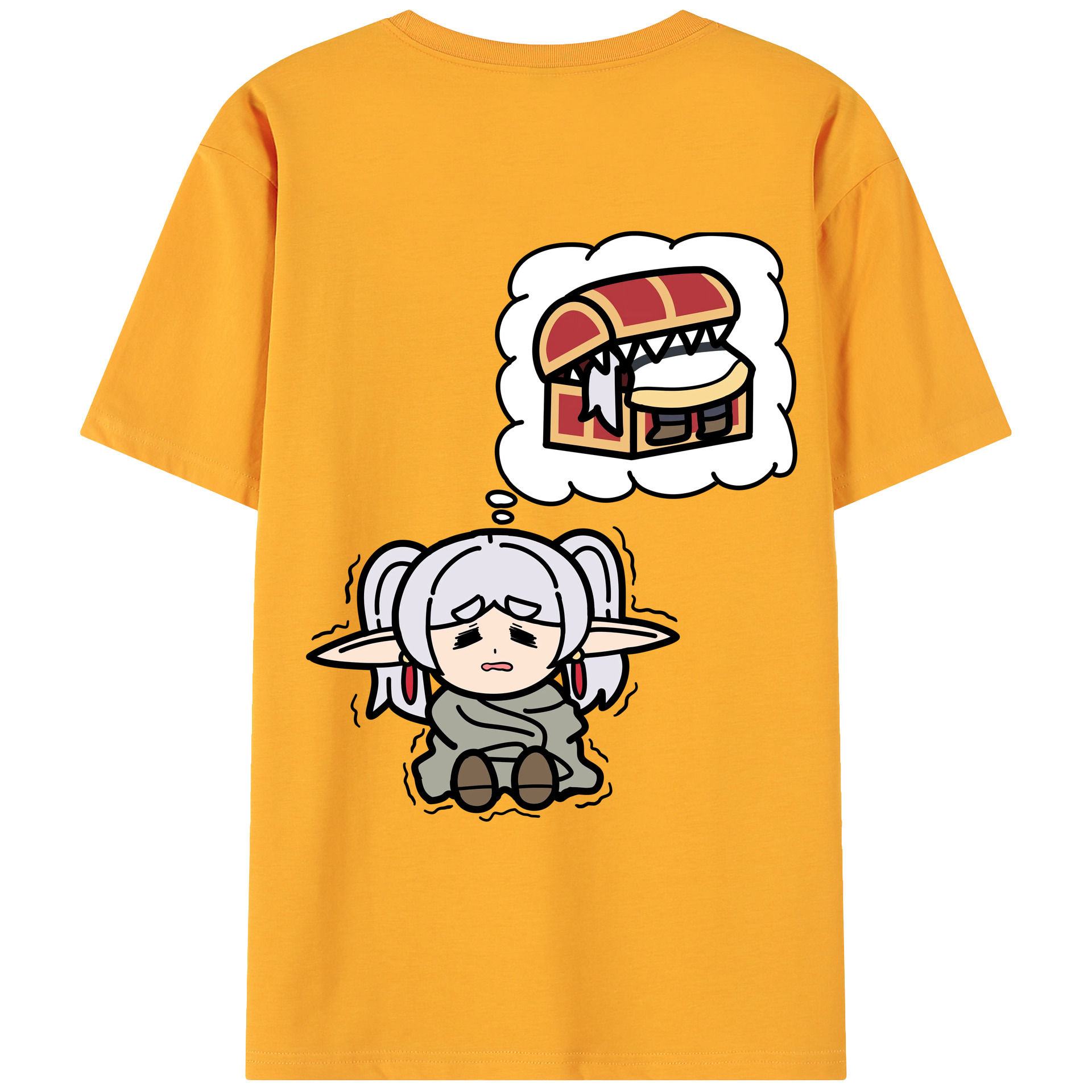 （画像用） 葬送のフリーレン Frieren 綿100％ メンズ半袖Tシャツ（バックプリント） 通気性