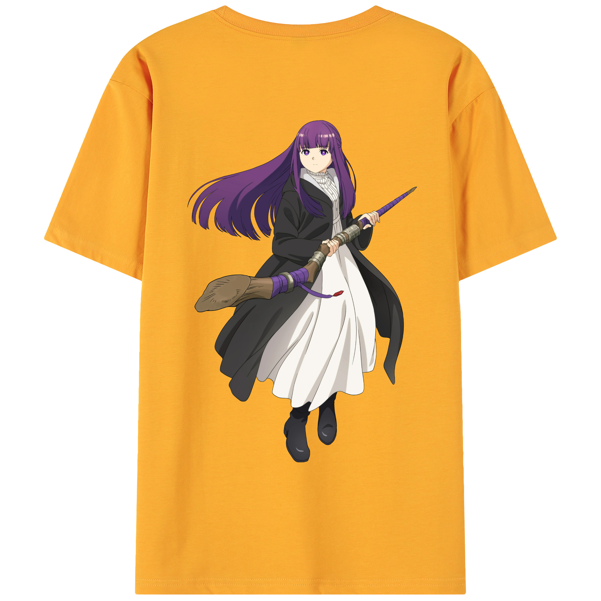 （画像用） 葬送のフリーレン Frieren 綿100％ メンズ半袖Tシャツ（バックプリント） 通気性