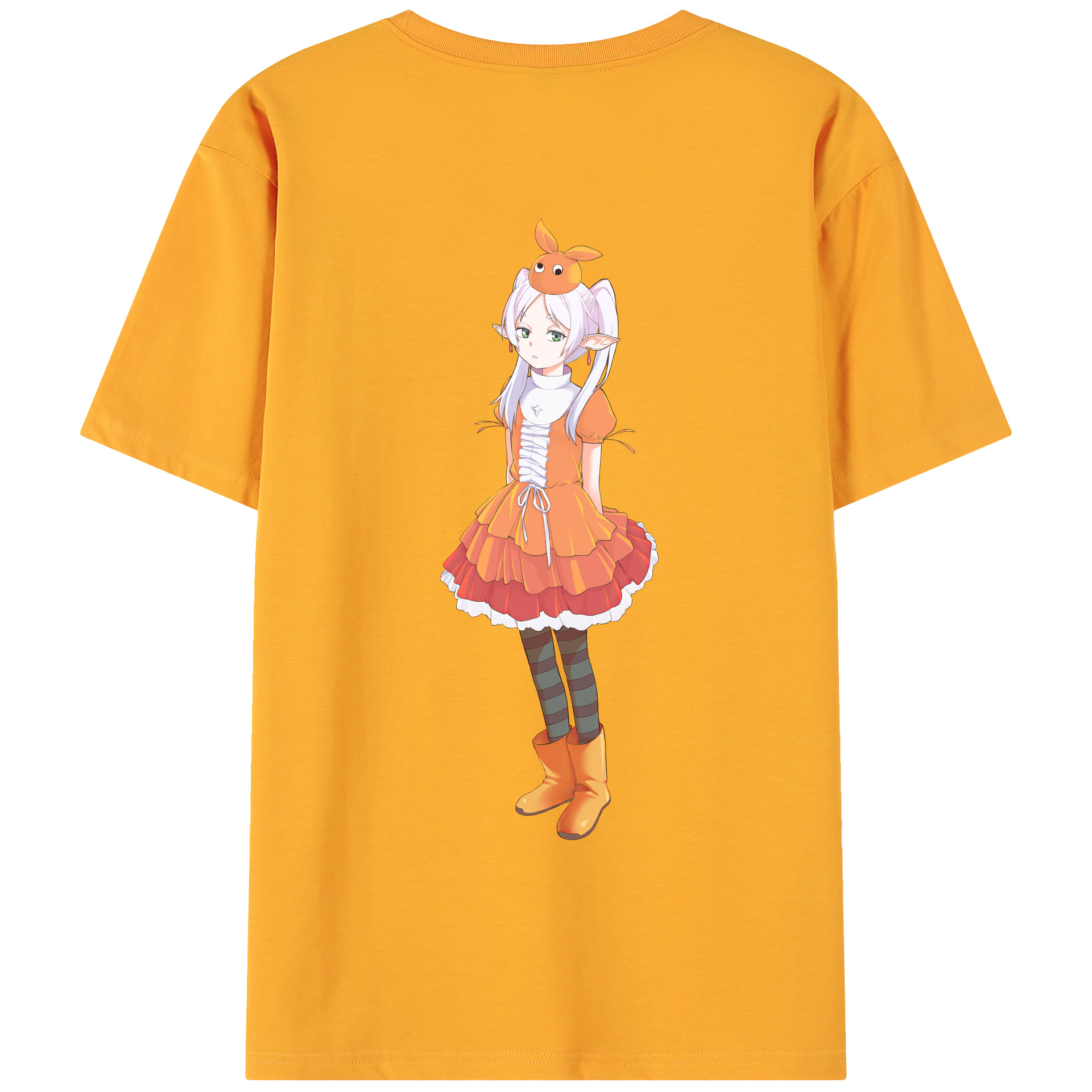 （画像用） 葬送のフリーレン Frieren 綿100％ メンズ半袖Tシャツ（バックプリント） 通気性