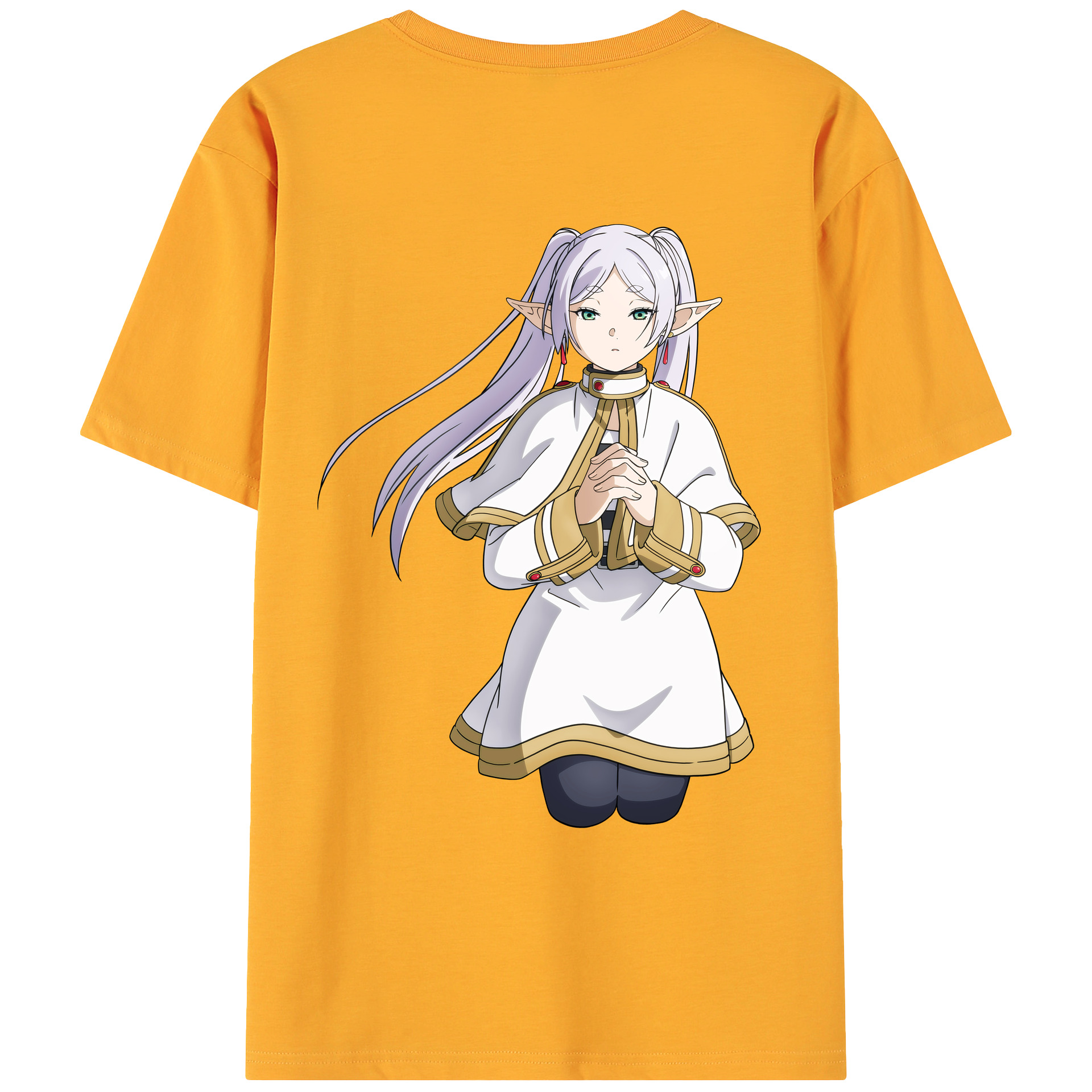 （画像用） 葬送のフリーレン Frieren 綿100％ メンズ半袖Tシャツ（バックプリント） 通気性
