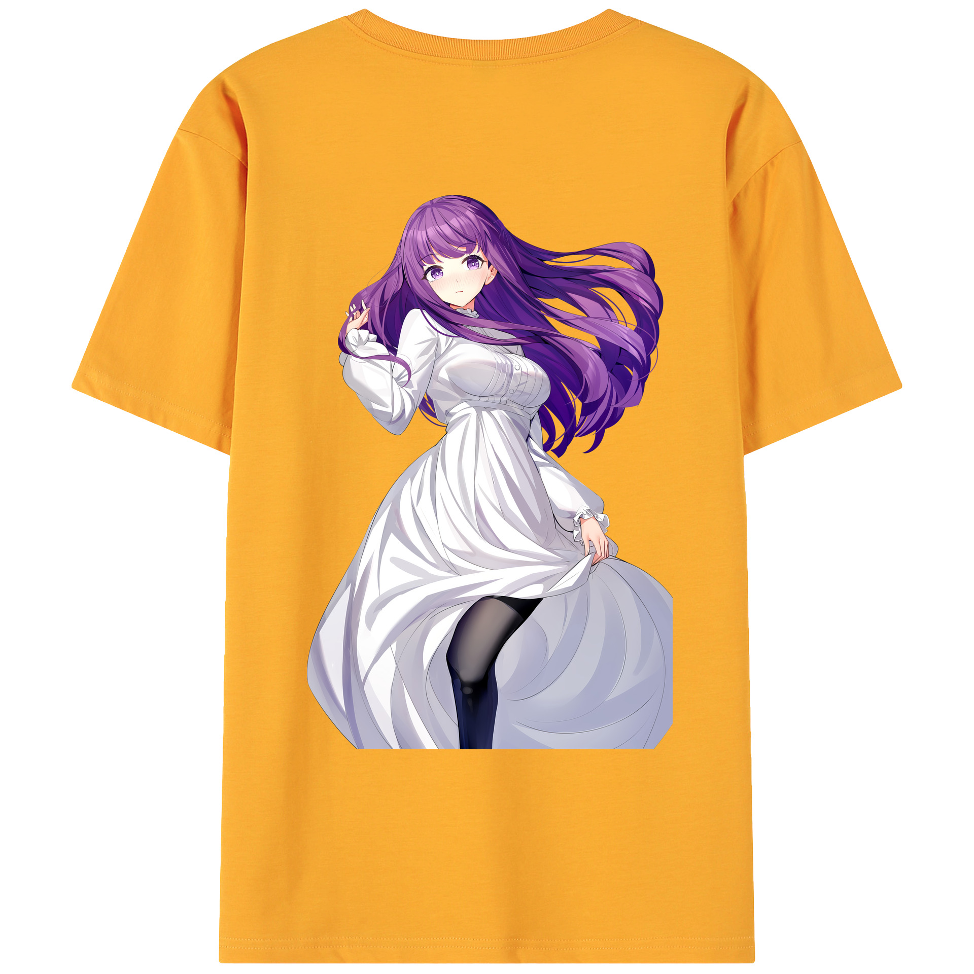 （画像用） 葬送のフリーレン Frieren 綿100％ メンズ半袖Tシャツ（バックプリント） 通気性