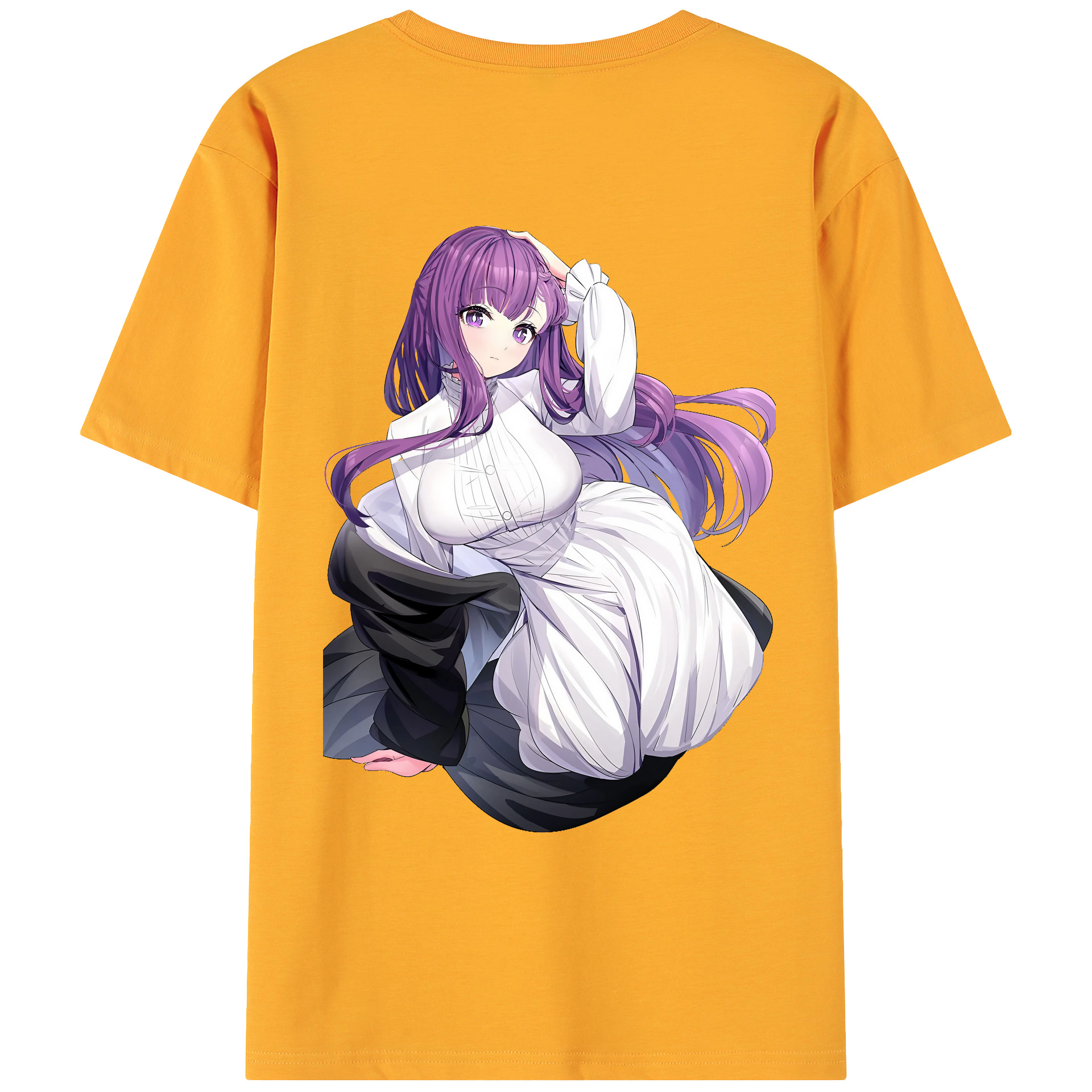 （画像用） 葬送のフリーレン Frieren 綿100％ メンズ半袖Tシャツ（バックプリント） 通気性
