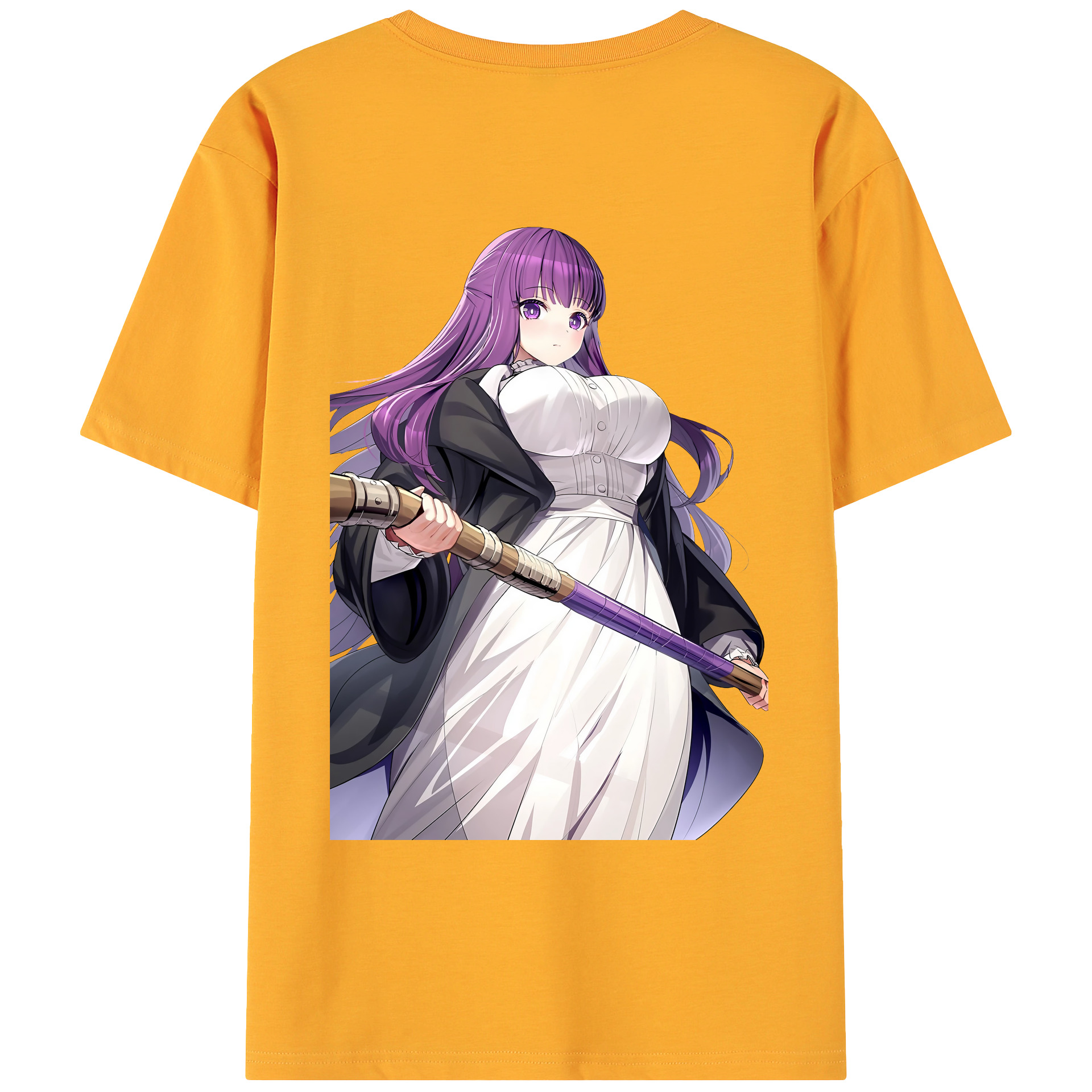 （画像用） 葬送のフリーレン Frieren 綿100％ メンズ半袖Tシャツ（バックプリント） 通気性