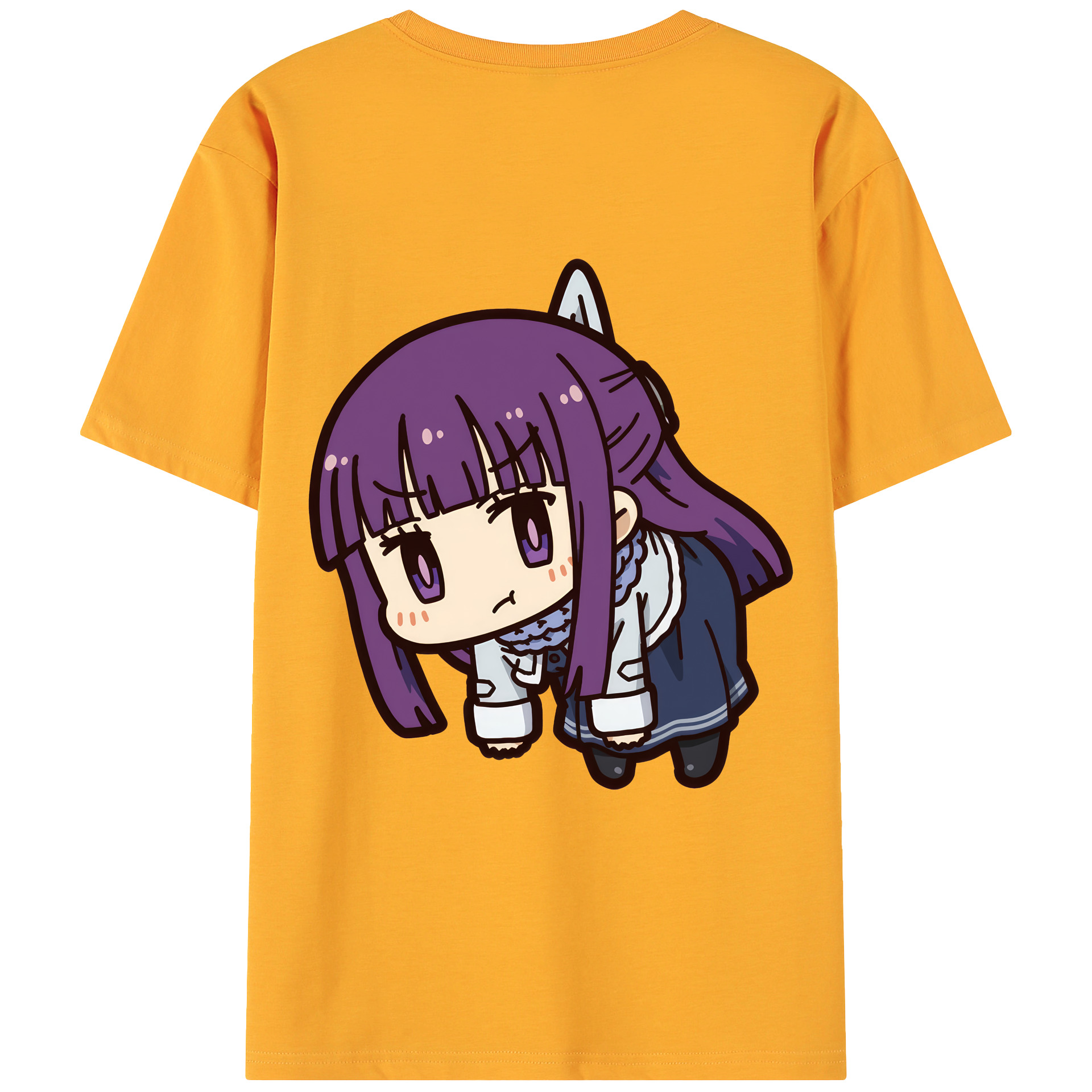（画像用） 葬送のフリーレン Frieren 綿100％ メンズ半袖Tシャツ（バックプリント） 通気性