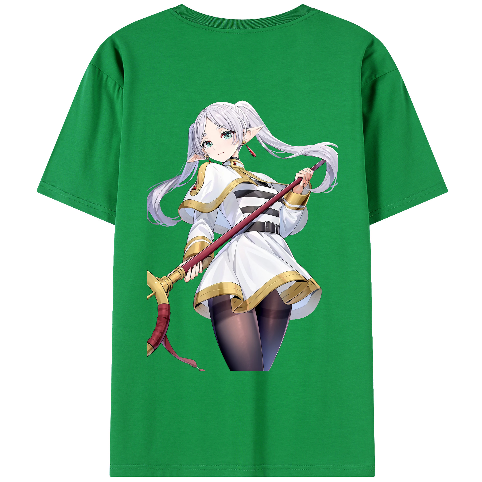 （画像用） 葬送のフリーレン Frieren 綿100％ メンズ半袖Tシャツ（バックプリント） 通気性