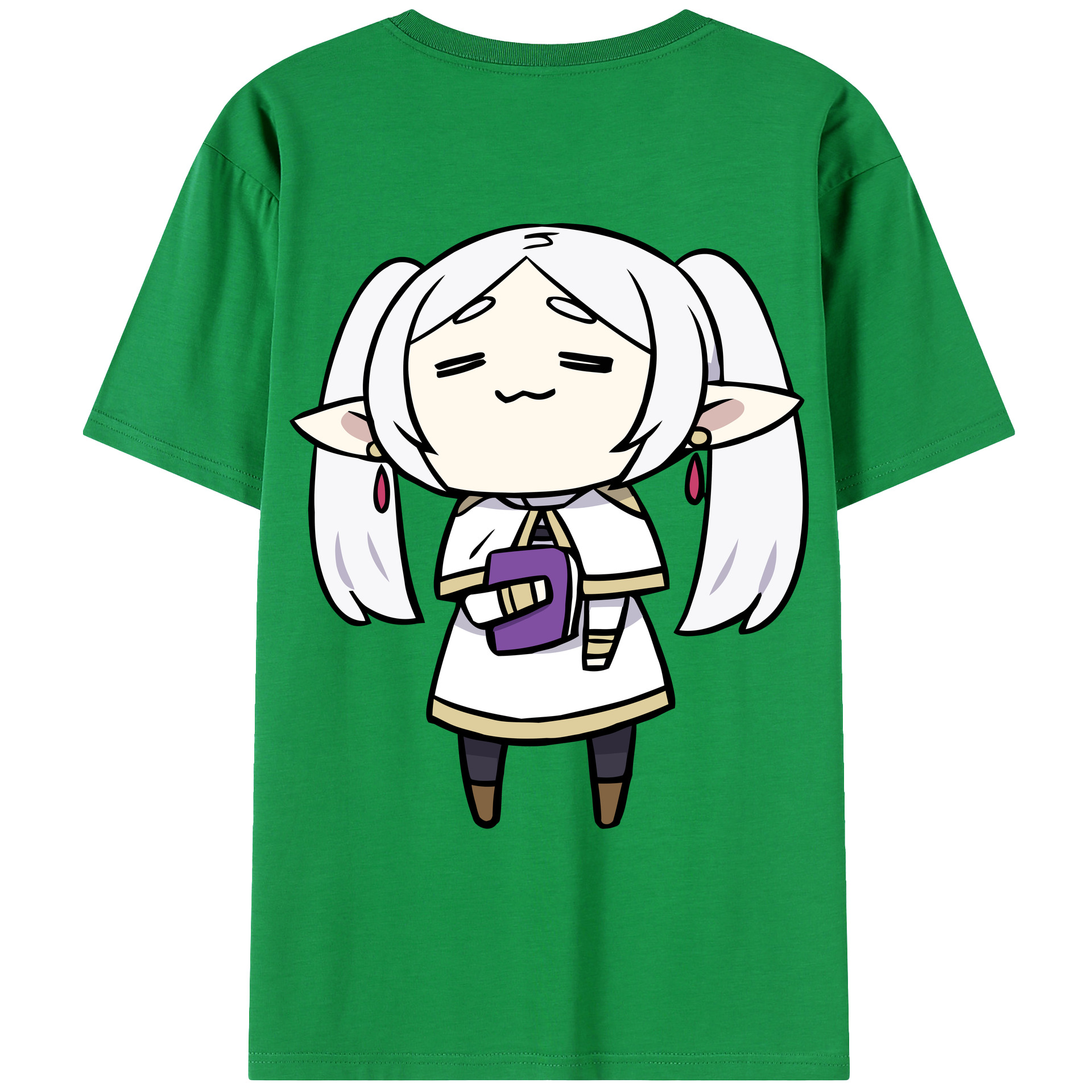 （画像用） 葬送のフリーレン Frieren 綿100％ メンズ半袖Tシャツ（バックプリント） 通気性