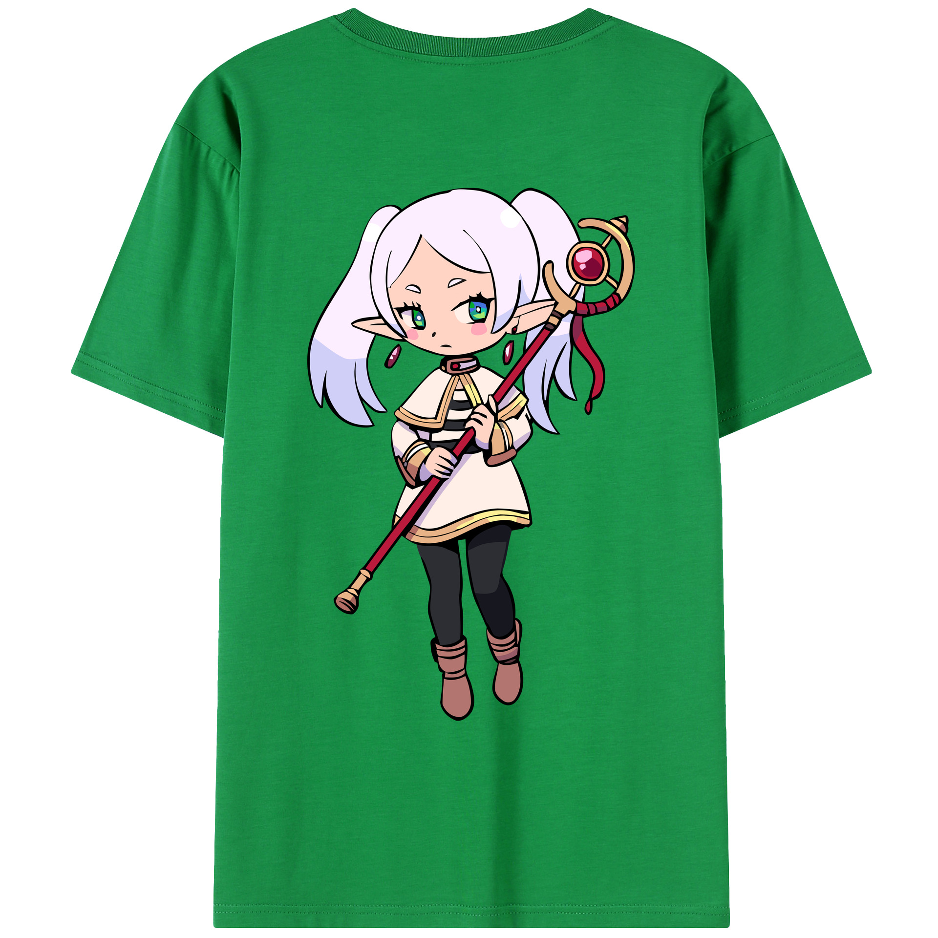 （画像用） 葬送のフリーレン Frieren 綿100％ メンズ半袖Tシャツ（バックプリント） 通気性