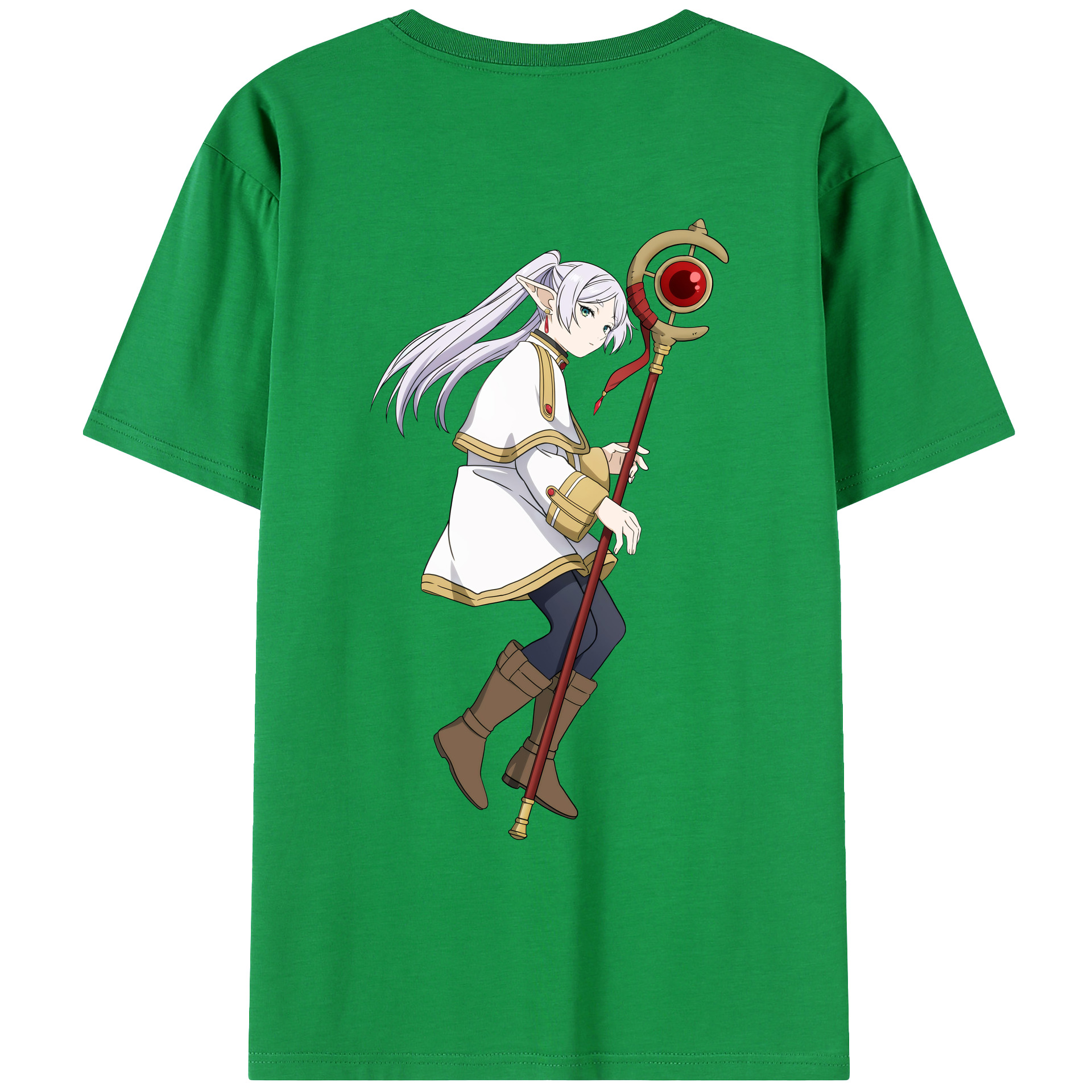 （画像用） 葬送のフリーレン Frieren 綿100％ メンズ半袖Tシャツ（バックプリント） 通気性