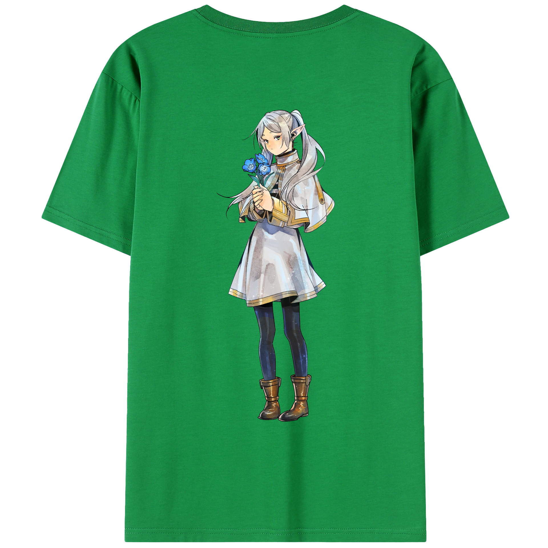（画像用） 葬送のフリーレン Frieren 綿100％ メンズ半袖Tシャツ（バックプリント） 通気性