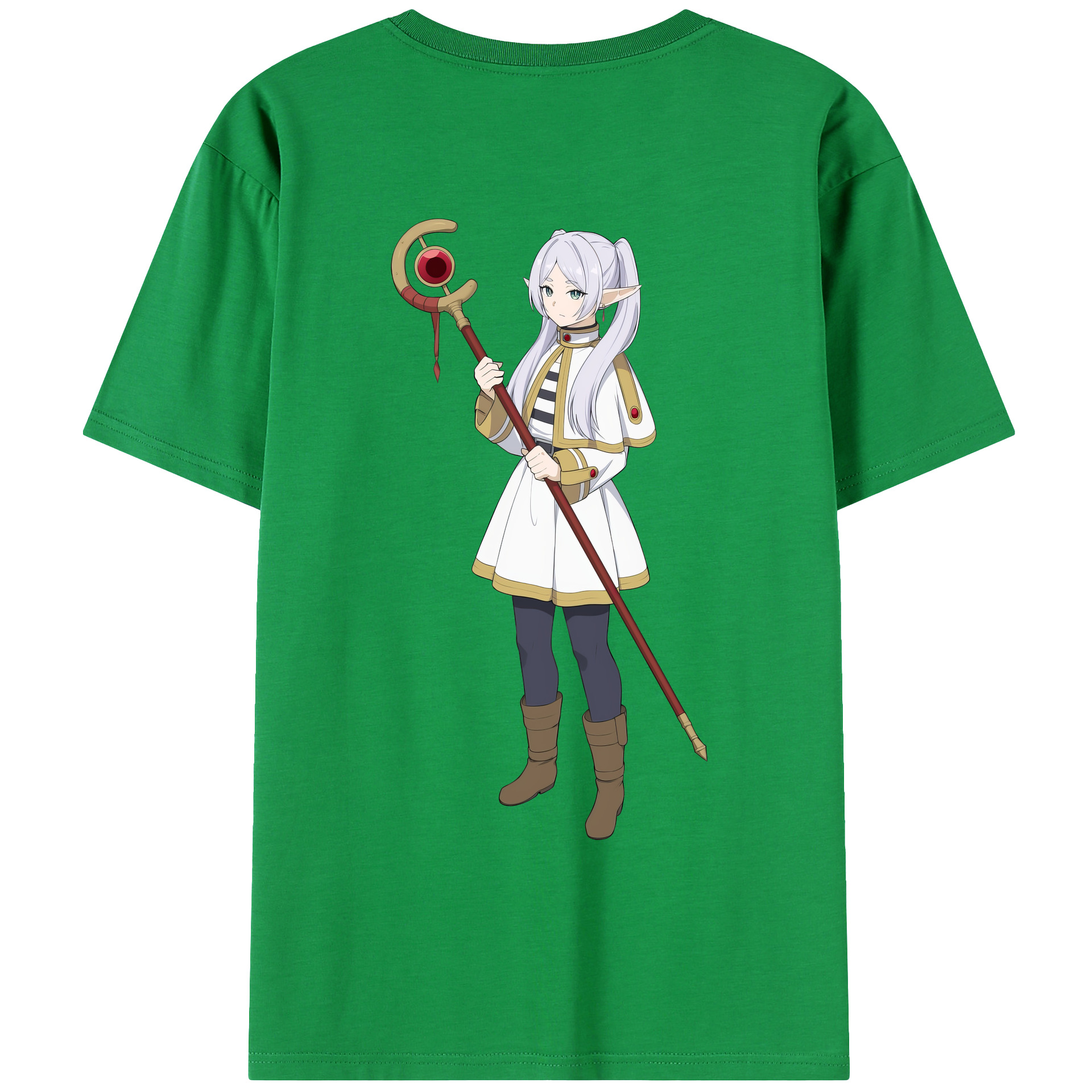 （画像用） 葬送のフリーレン Frieren 綿100％ メンズ半袖Tシャツ（バックプリント） 通気性