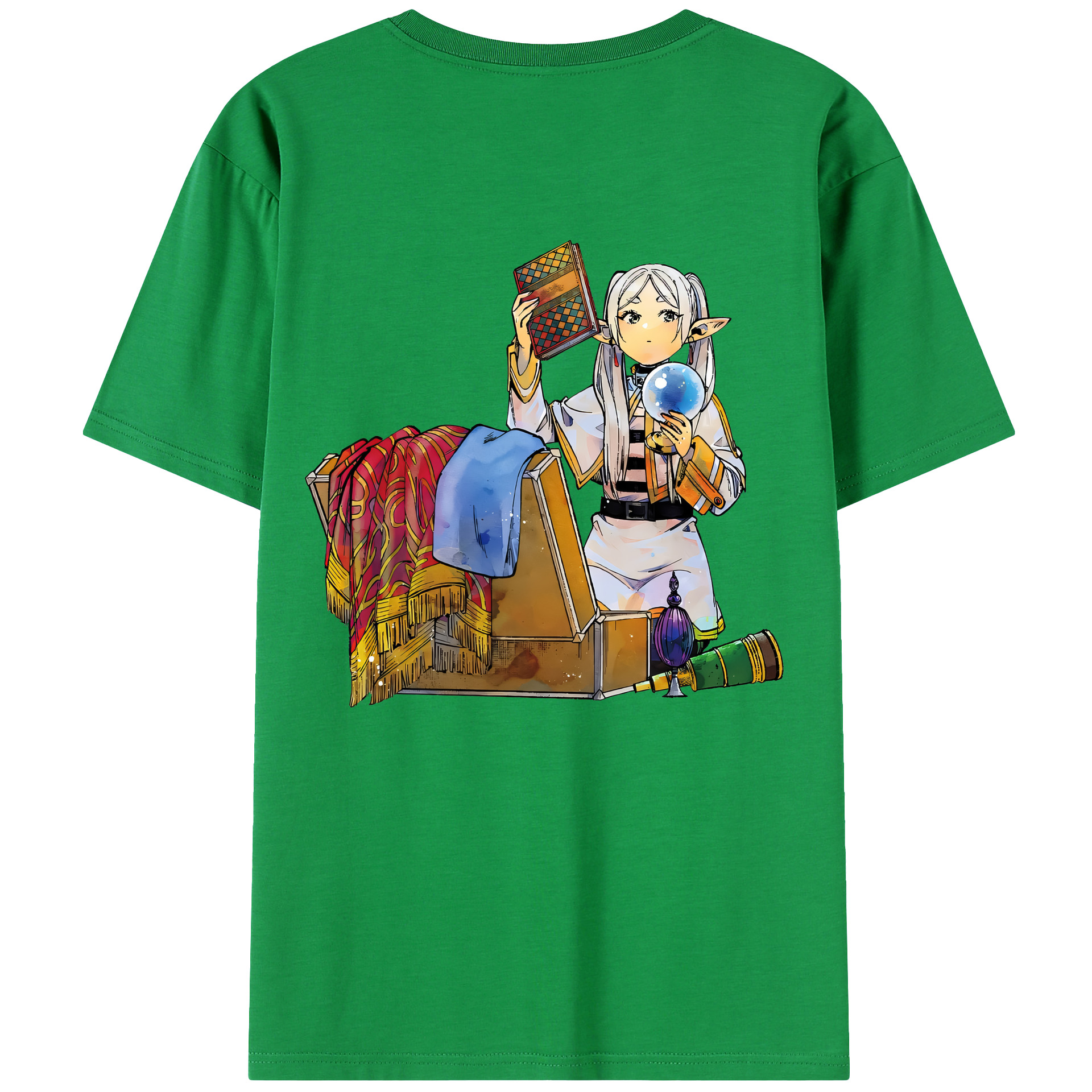 （画像用） 葬送のフリーレン Frieren 綿100％ メンズ半袖Tシャツ（バックプリント） 通気性