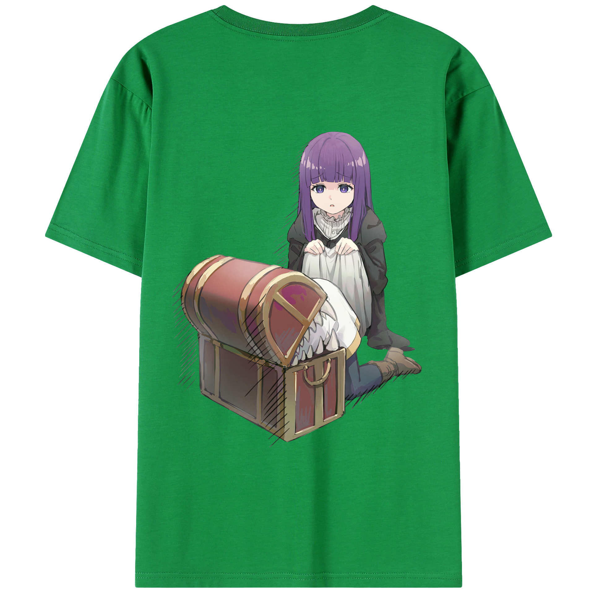 （画像用） 葬送のフリーレン Frieren 綿100％ メンズ半袖Tシャツ（バックプリント） 通気性
