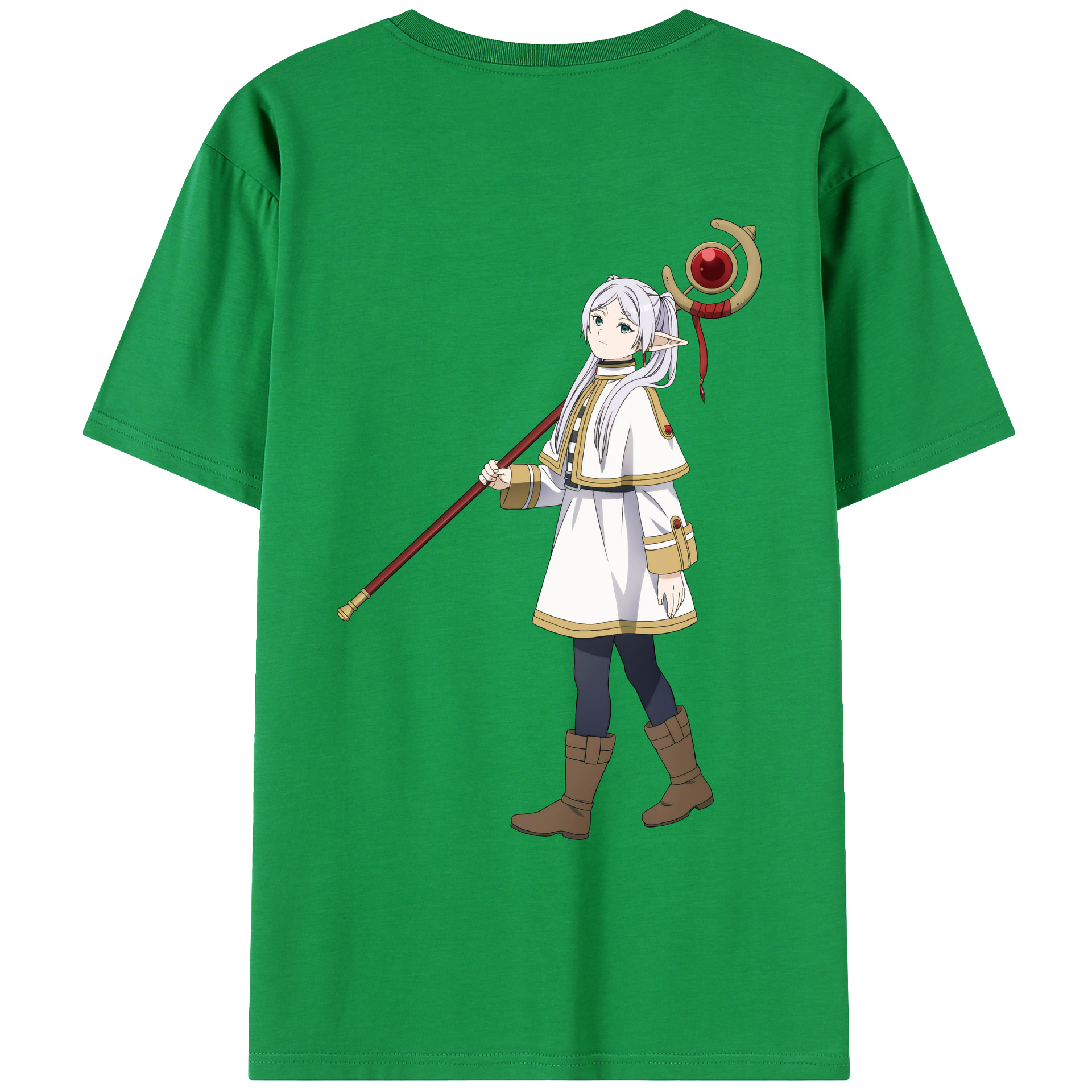 （画像用） 葬送のフリーレン Frieren 綿100％ メンズ半袖Tシャツ（バックプリント） 通気性