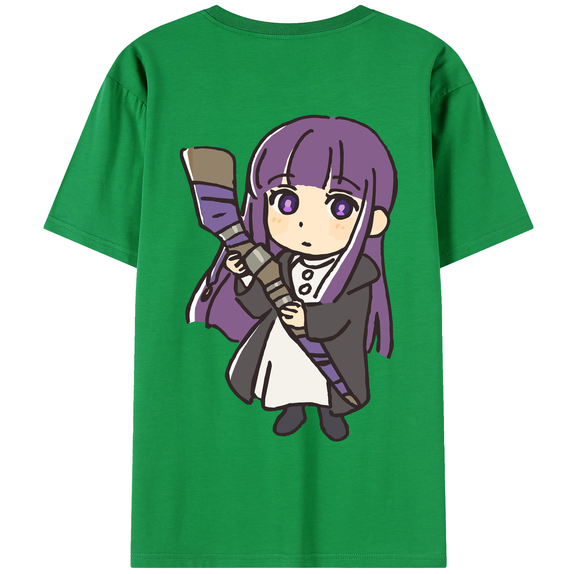 （画像用） 葬送のフリーレン Frieren 綿100％ メンズ半袖Tシャツ（バックプリント） 通気性