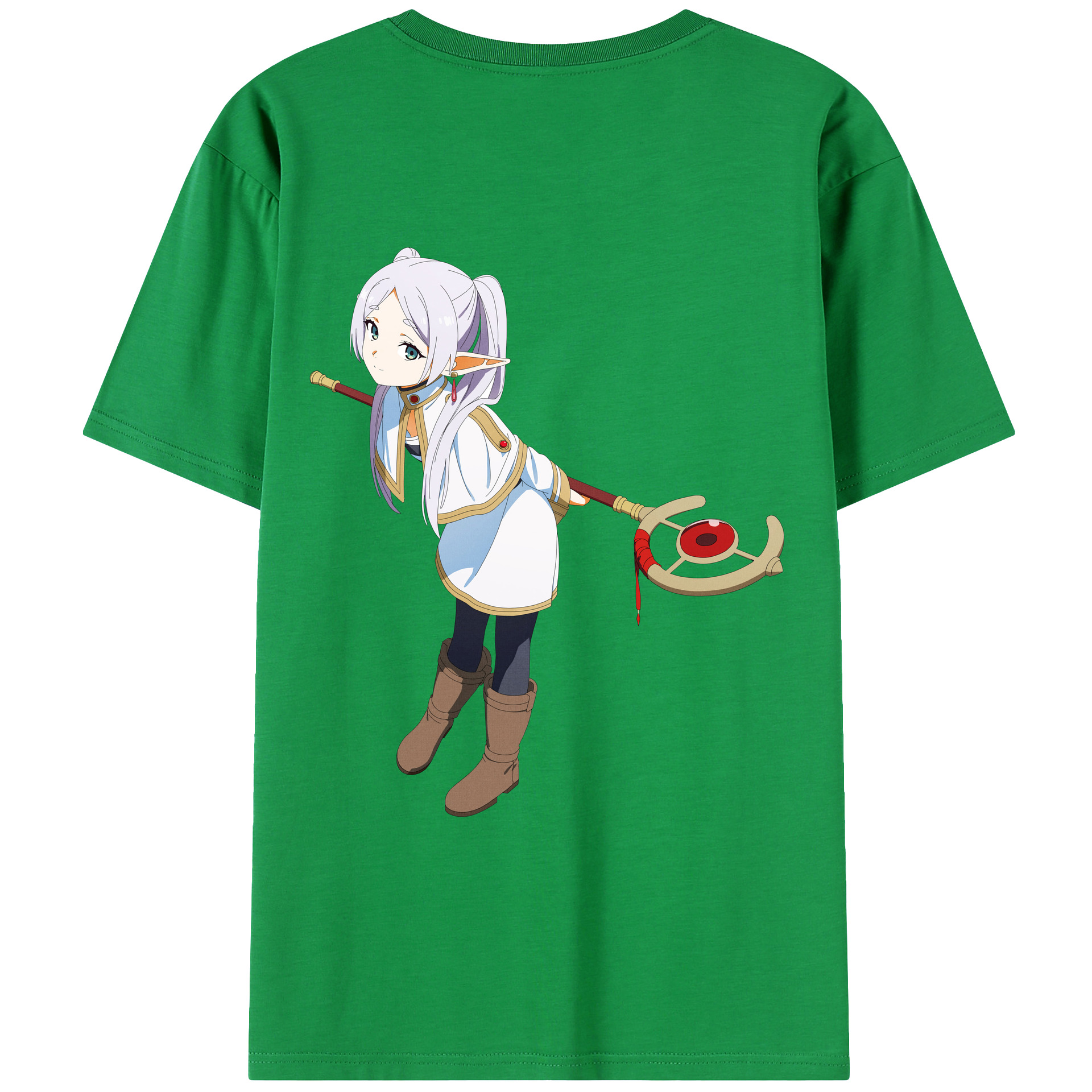 （画像用） 葬送のフリーレン Frieren 綿100％ メンズ半袖Tシャツ（バックプリント） 通気性