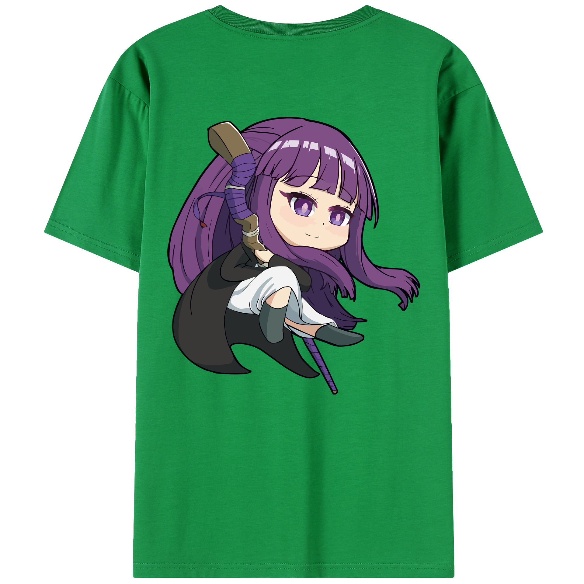 （画像用） 葬送のフリーレン Frieren 綿100％ メンズ半袖Tシャツ（バックプリント） 通気性