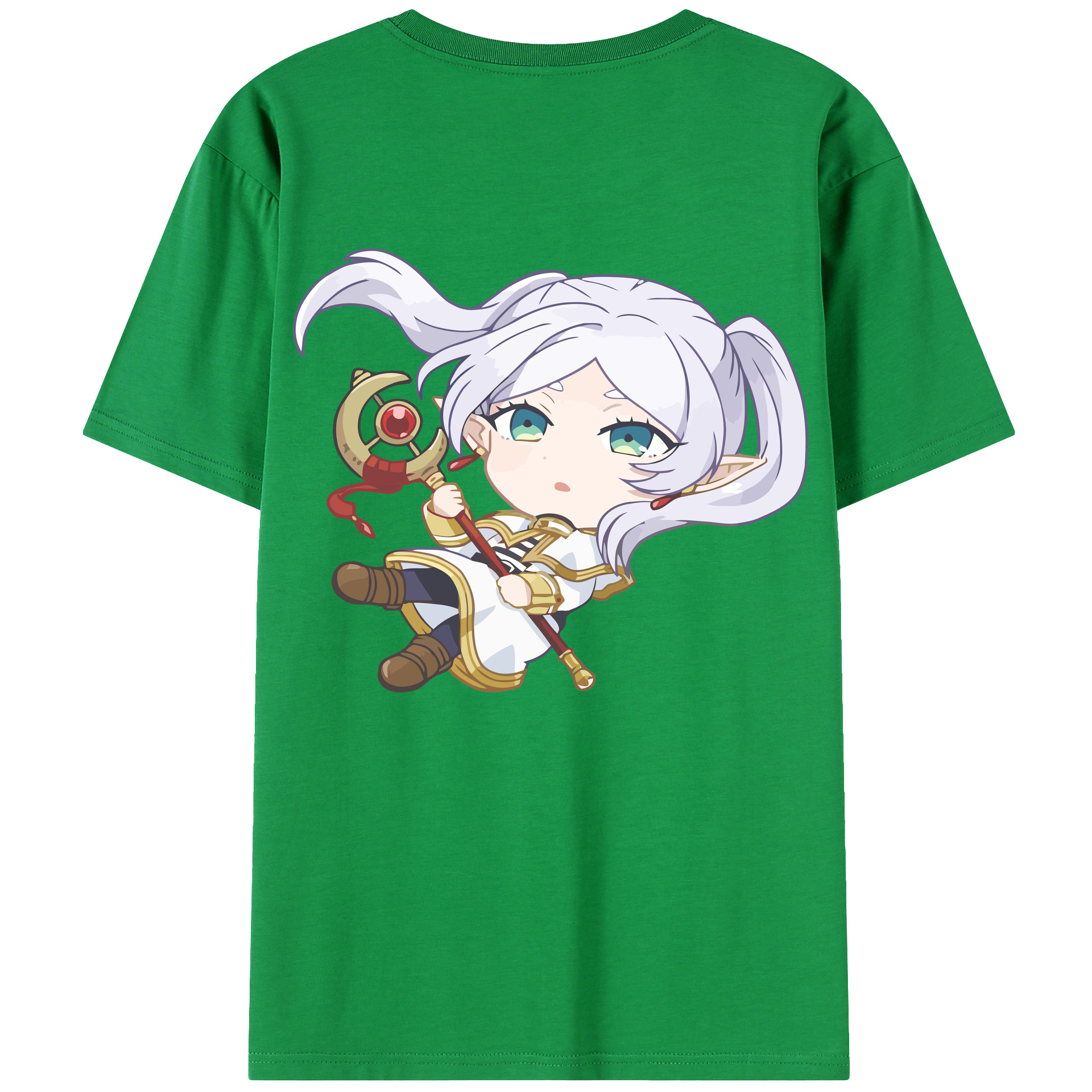 （画像用） 葬送のフリーレン Frieren 綿100％ メンズ半袖Tシャツ（バックプリント） 通気性