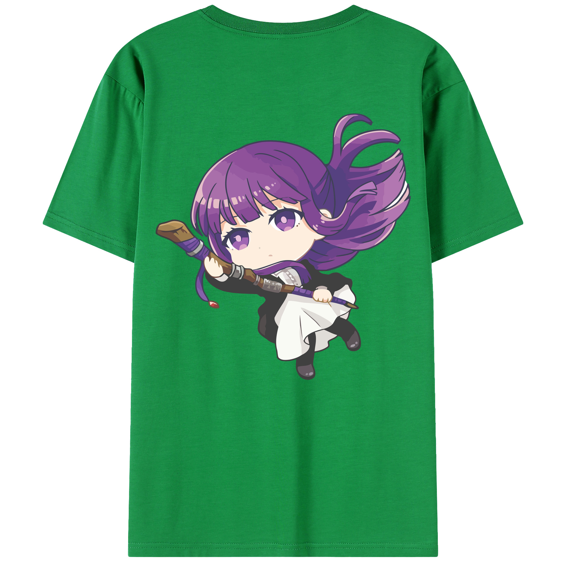 （画像用） 葬送のフリーレン Frieren 綿100％ メンズ半袖Tシャツ（バックプリント） 通気性