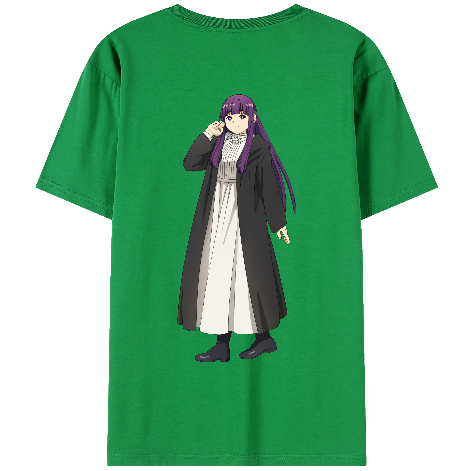 （画像用） 葬送のフリーレン Frieren 綿100％ メンズ半袖Tシャツ（バックプリント） 通気性