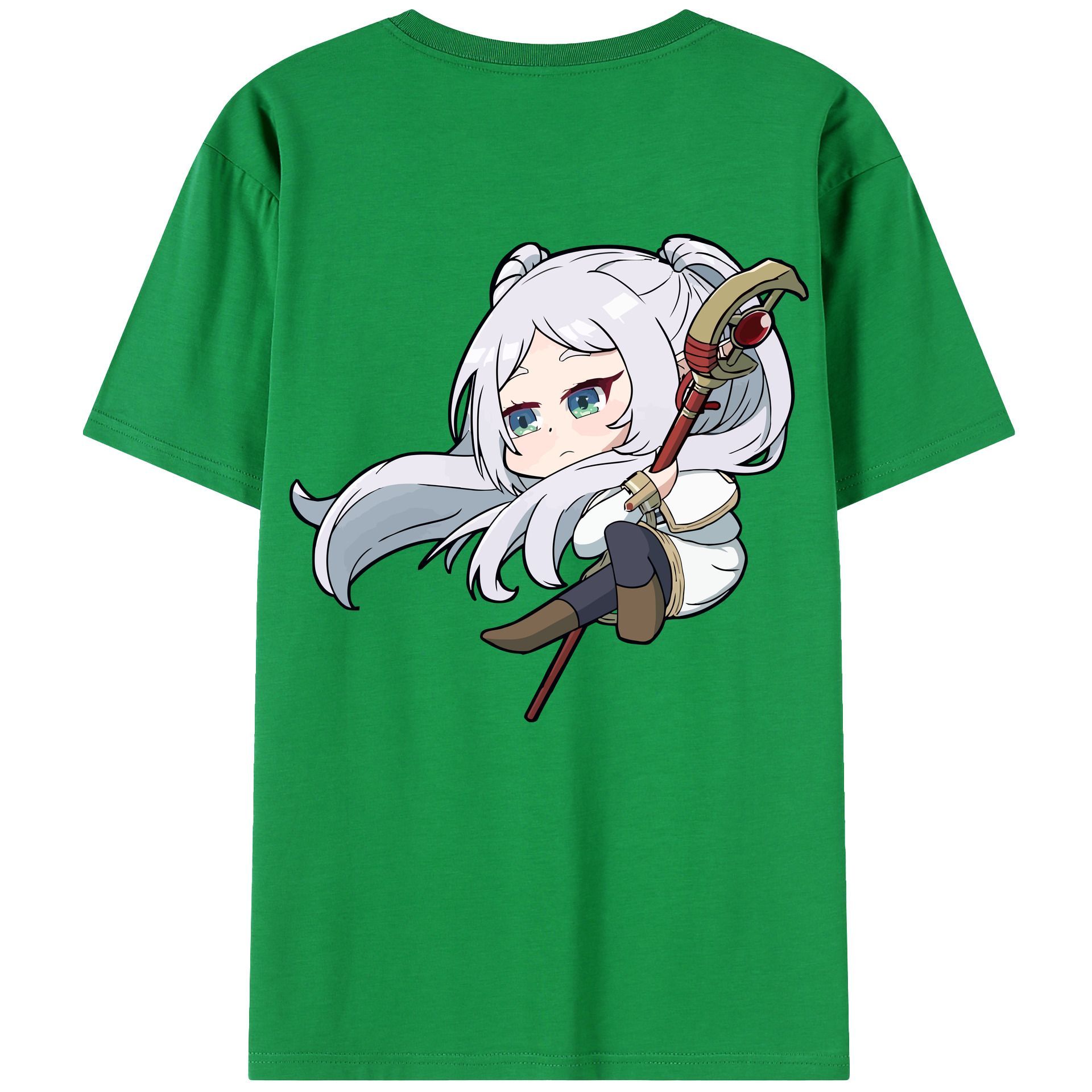 （画像用） 葬送のフリーレン Frieren 綿100％ メンズ半袖Tシャツ（バックプリント） 通気性