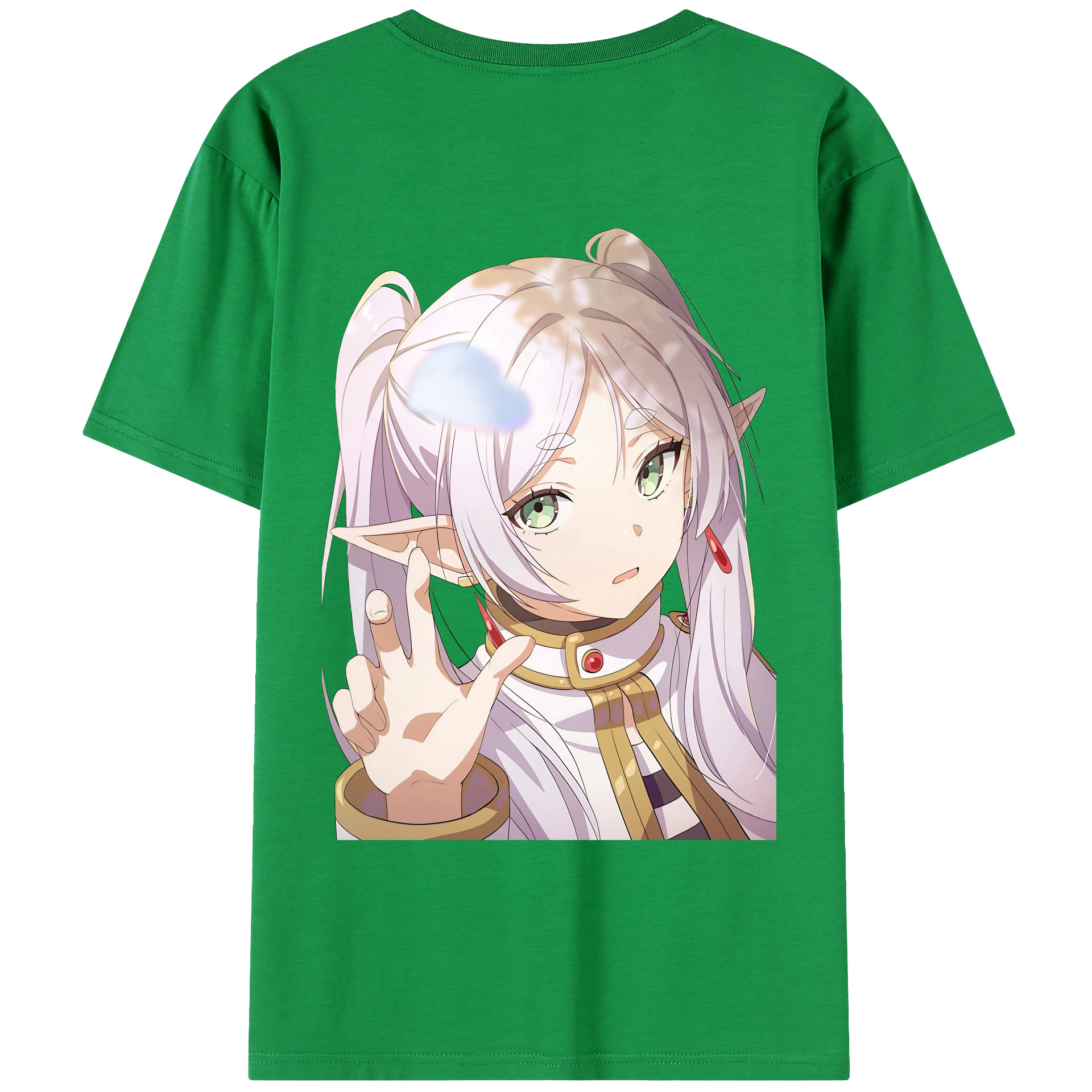 （画像用） 葬送のフリーレン Frieren 綿100％ メンズ半袖Tシャツ（バックプリント） 通気性