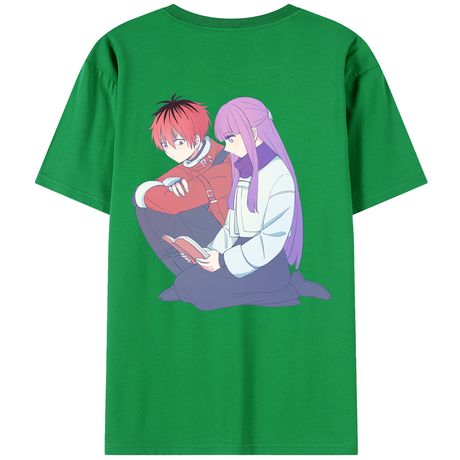（画像用） 葬送のフリーレン Frieren 綿100％ メンズ半袖Tシャツ（バックプリント） 通気性