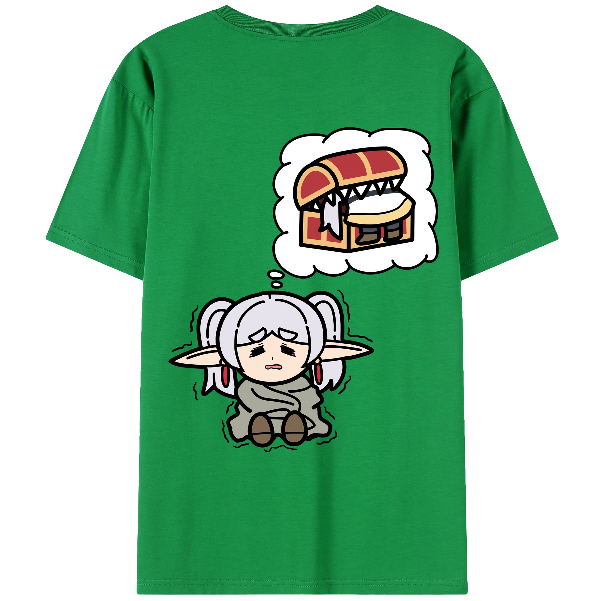 （画像用） 葬送のフリーレン Frieren 綿100％ メンズ半袖Tシャツ（バックプリント） 通気性