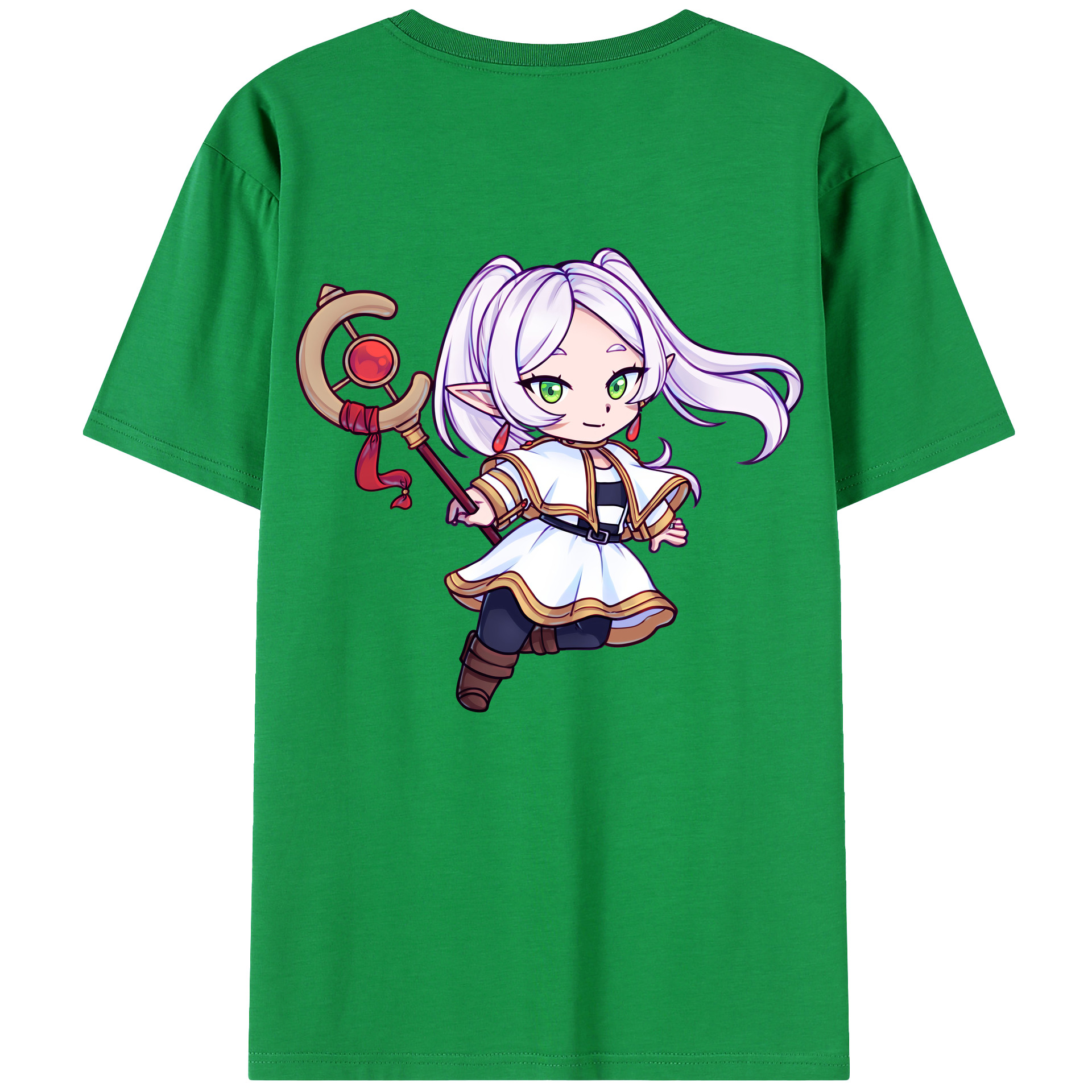 （画像用） 葬送のフリーレン Frieren 綿100％ メンズ半袖Tシャツ（バックプリント） 通気性