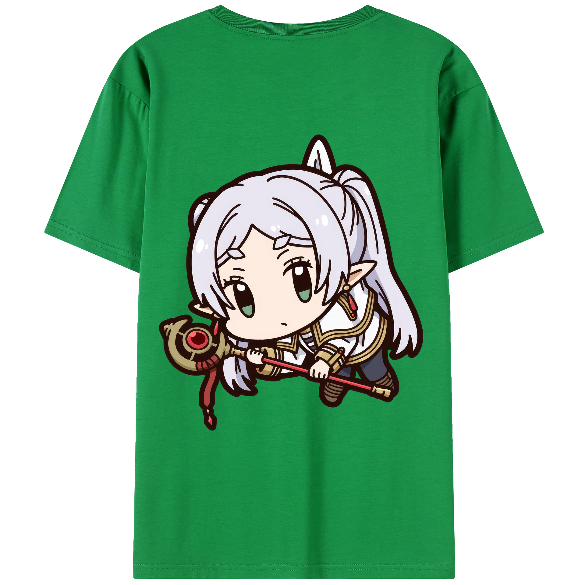 （画像用） 葬送のフリーレン Frieren 綿100％ メンズ半袖Tシャツ（バックプリント） 通気性