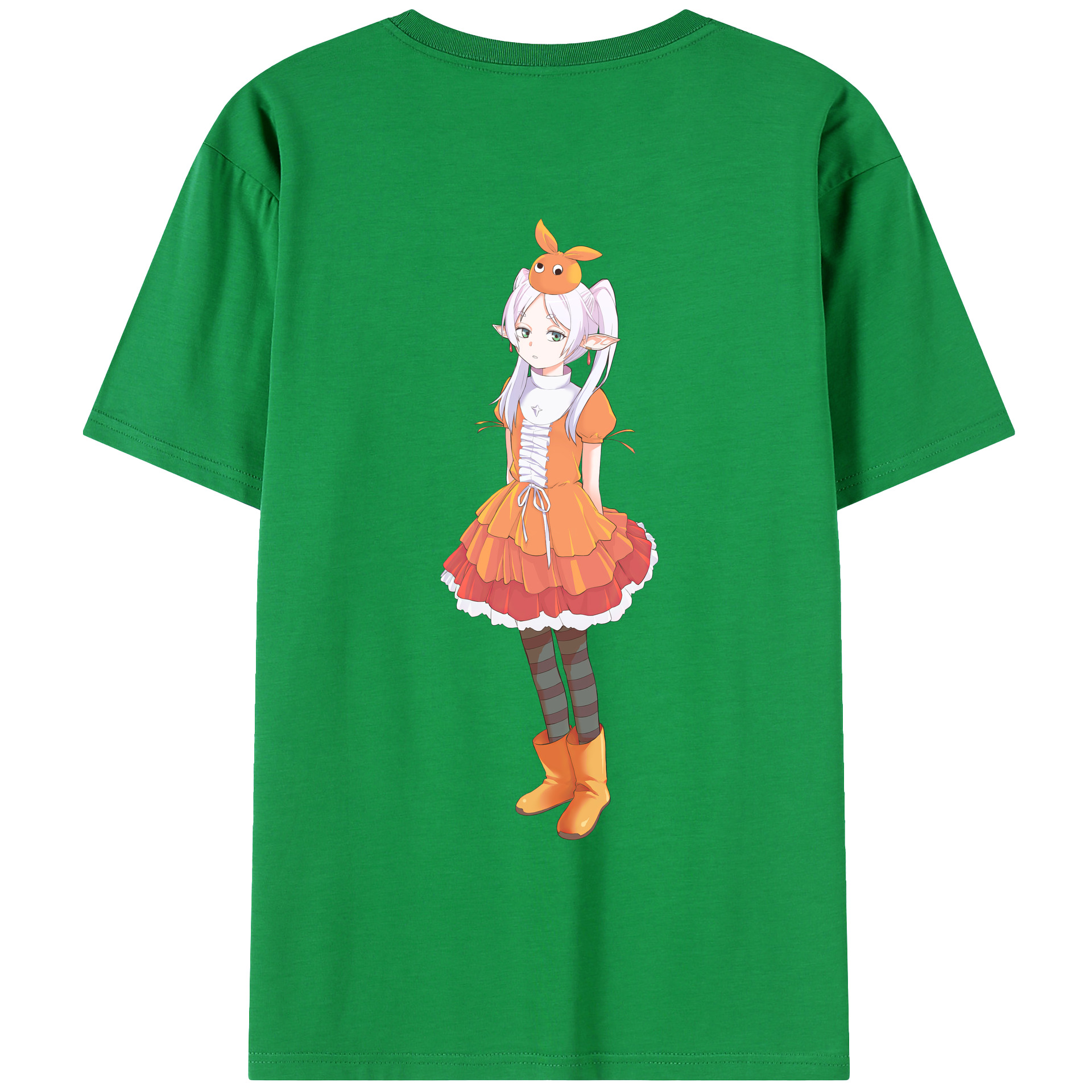 （画像用） 葬送のフリーレン Frieren 綿100％ メンズ半袖Tシャツ（バックプリント） 通気性