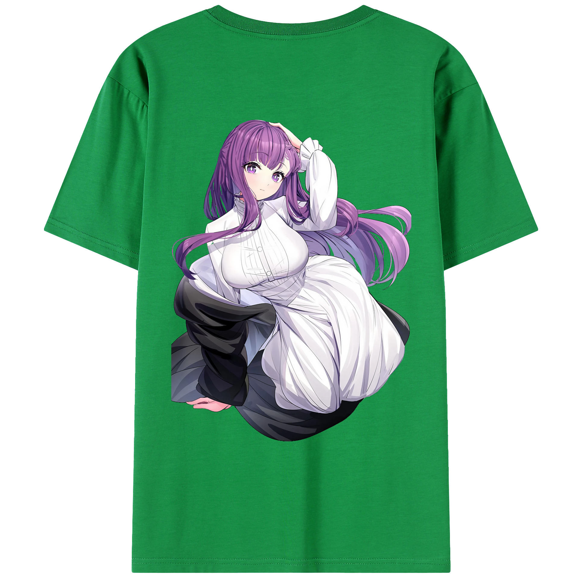 （画像用） 葬送のフリーレン Frieren 綿100％ メンズ半袖Tシャツ（バックプリント） 通気性