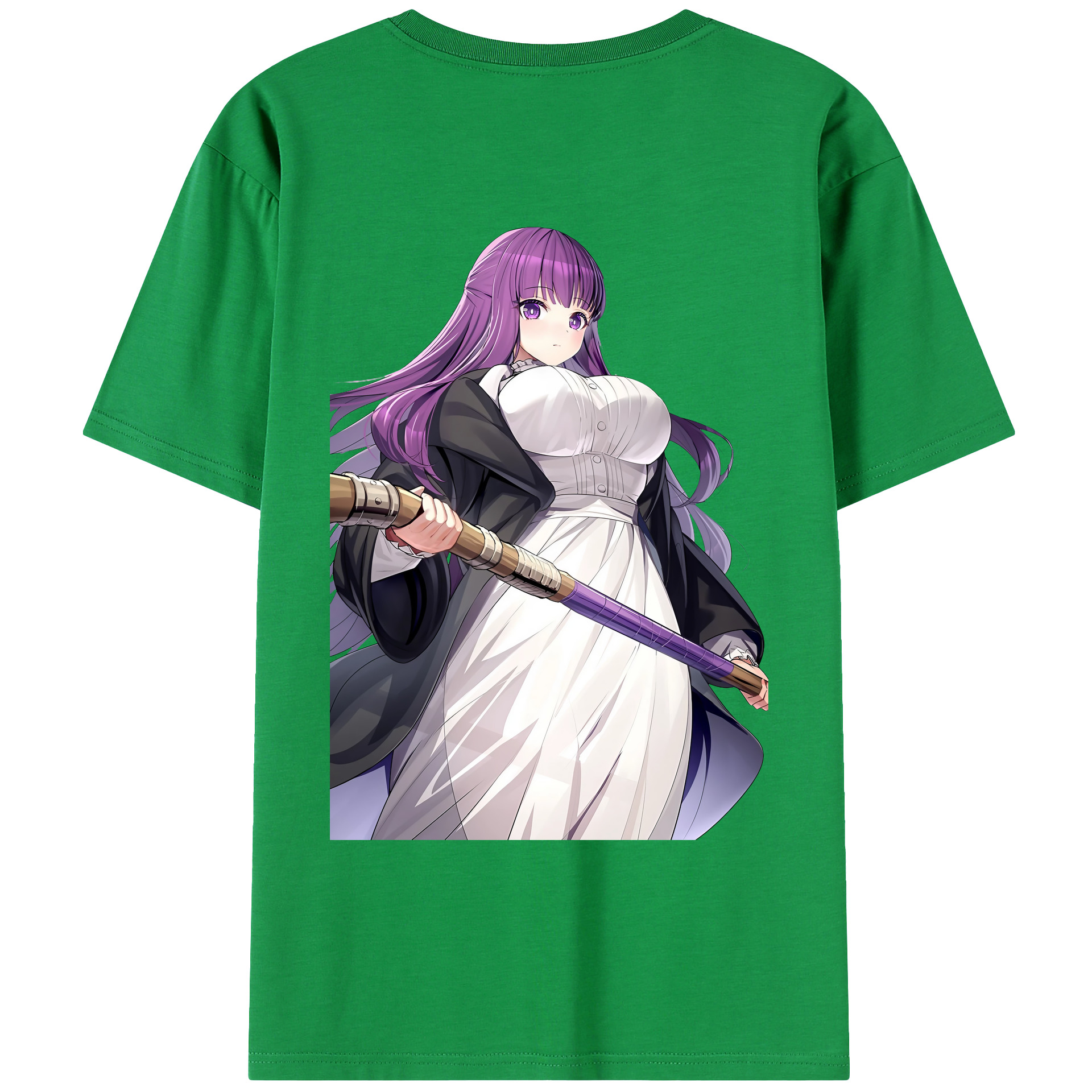 （画像用） 葬送のフリーレン Frieren 綿100％ メンズ半袖Tシャツ（バックプリント） 通気性