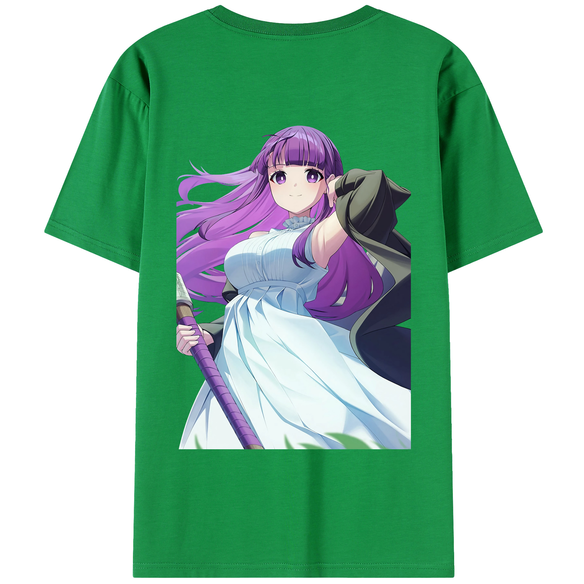（画像用） 葬送のフリーレン Frieren 綿100％ メンズ半袖Tシャツ（バックプリント） 通気性