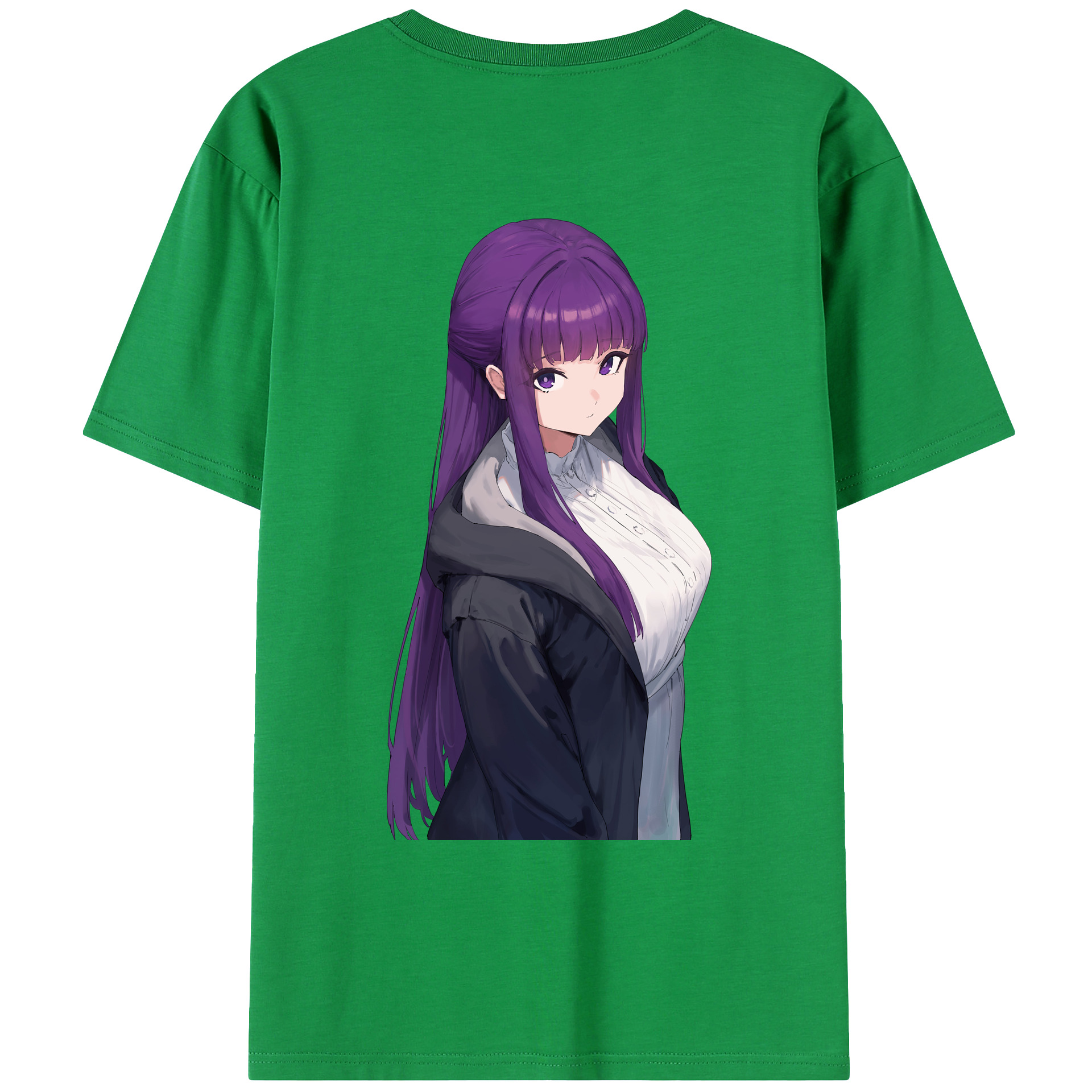 （画像用） 葬送のフリーレン Frieren 綿100％ メンズ半袖Tシャツ（バックプリント） 通気性