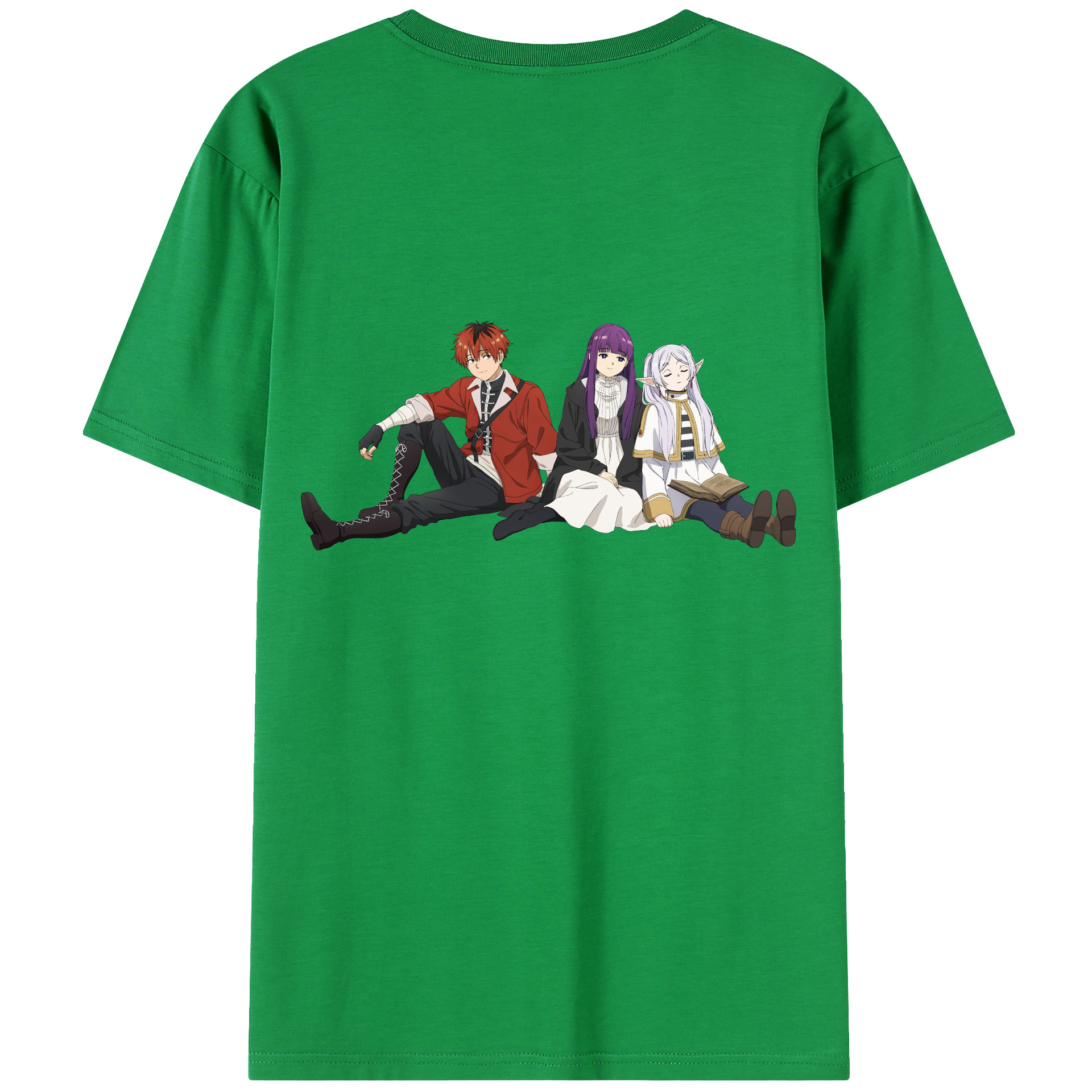 （画像用） 葬送のフリーレン Frieren 綿100％ メンズ半袖Tシャツ（バックプリント） 通気性