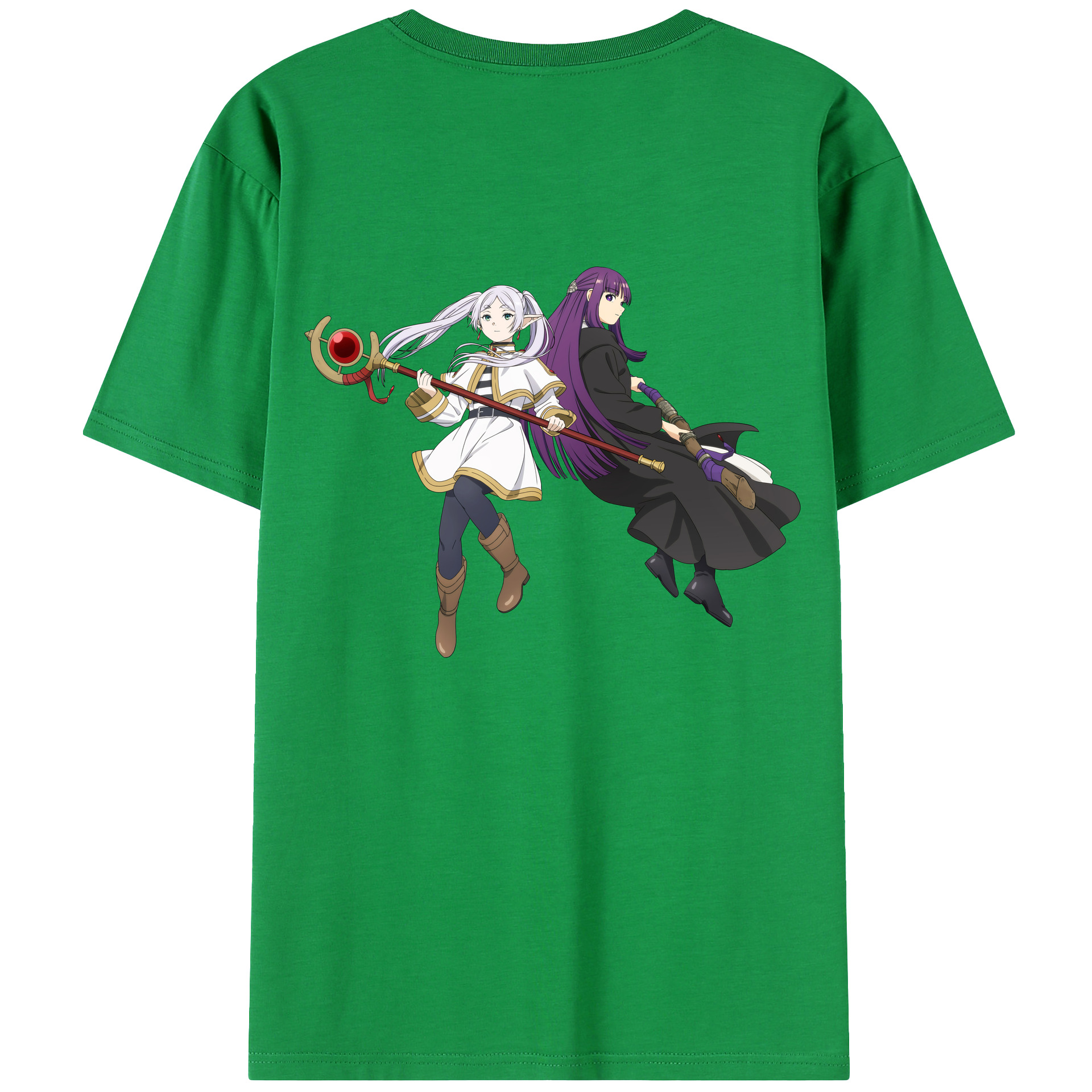（画像用） 葬送のフリーレン Frieren 綿100％ メンズ半袖Tシャツ（バックプリント） 通気性