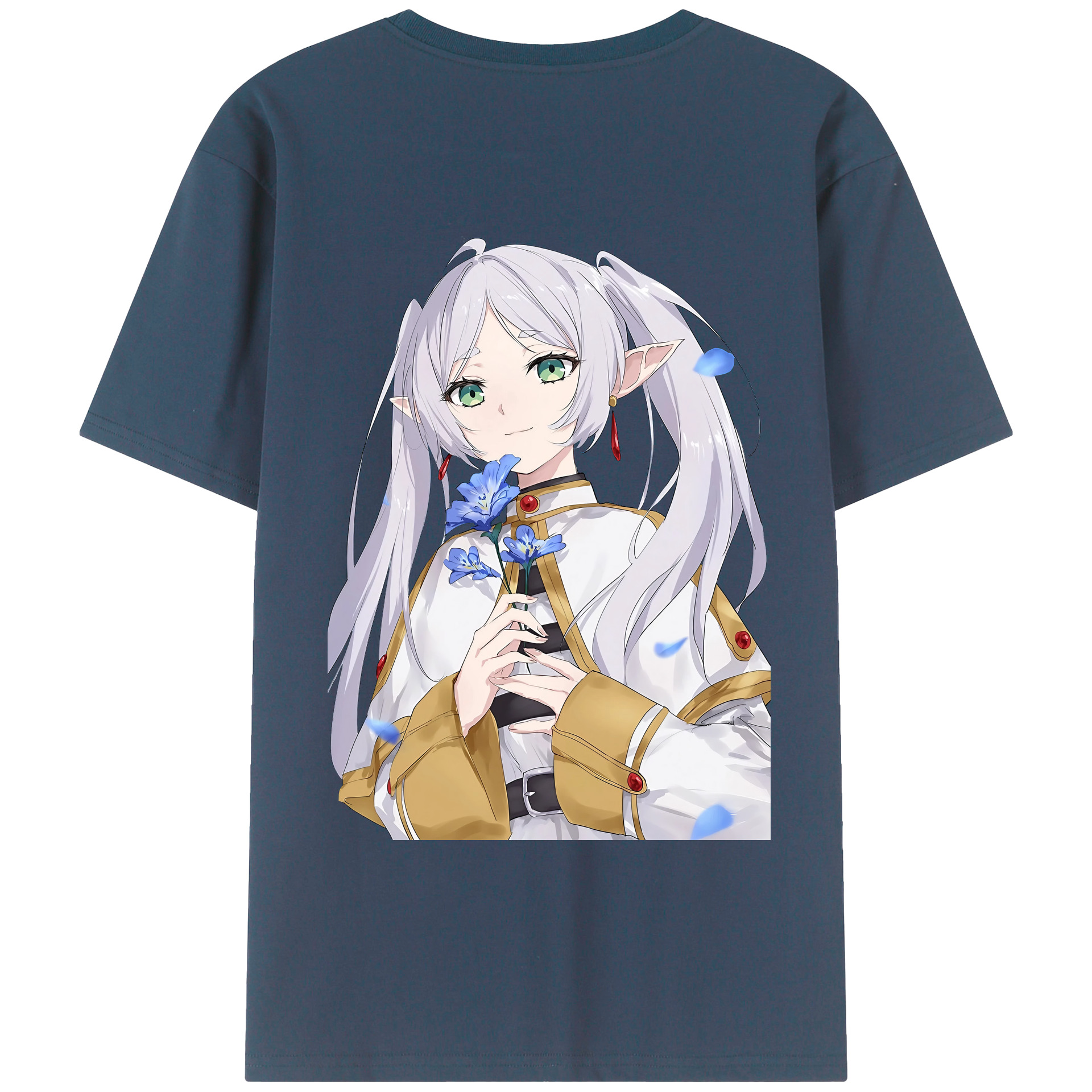 （画像用） 葬送のフリーレン Frieren 綿100％ メンズ半袖Tシャツ（バックプリント） 通気性