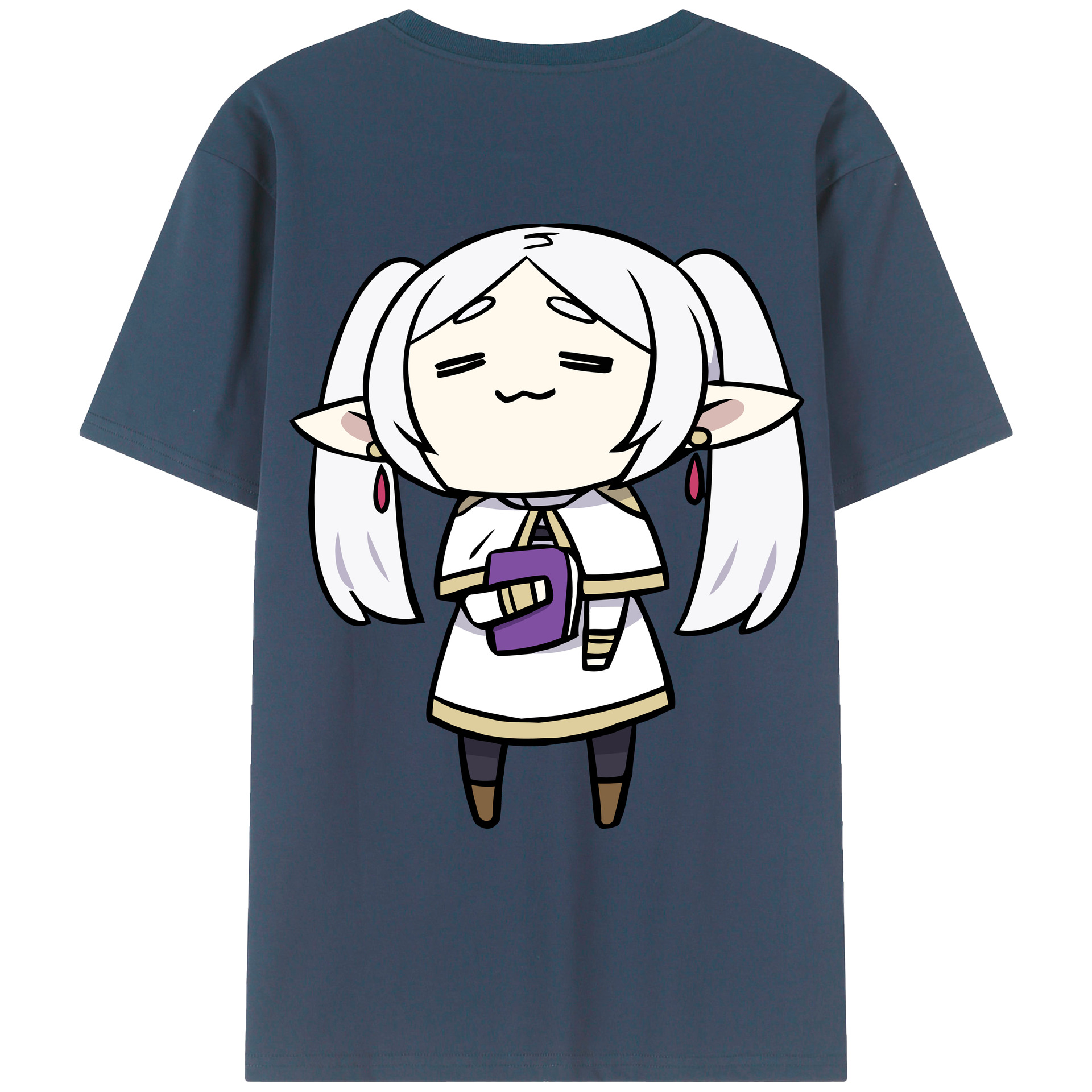 （画像用） 葬送のフリーレン Frieren 綿100％ メンズ半袖Tシャツ（バックプリント） 通気性