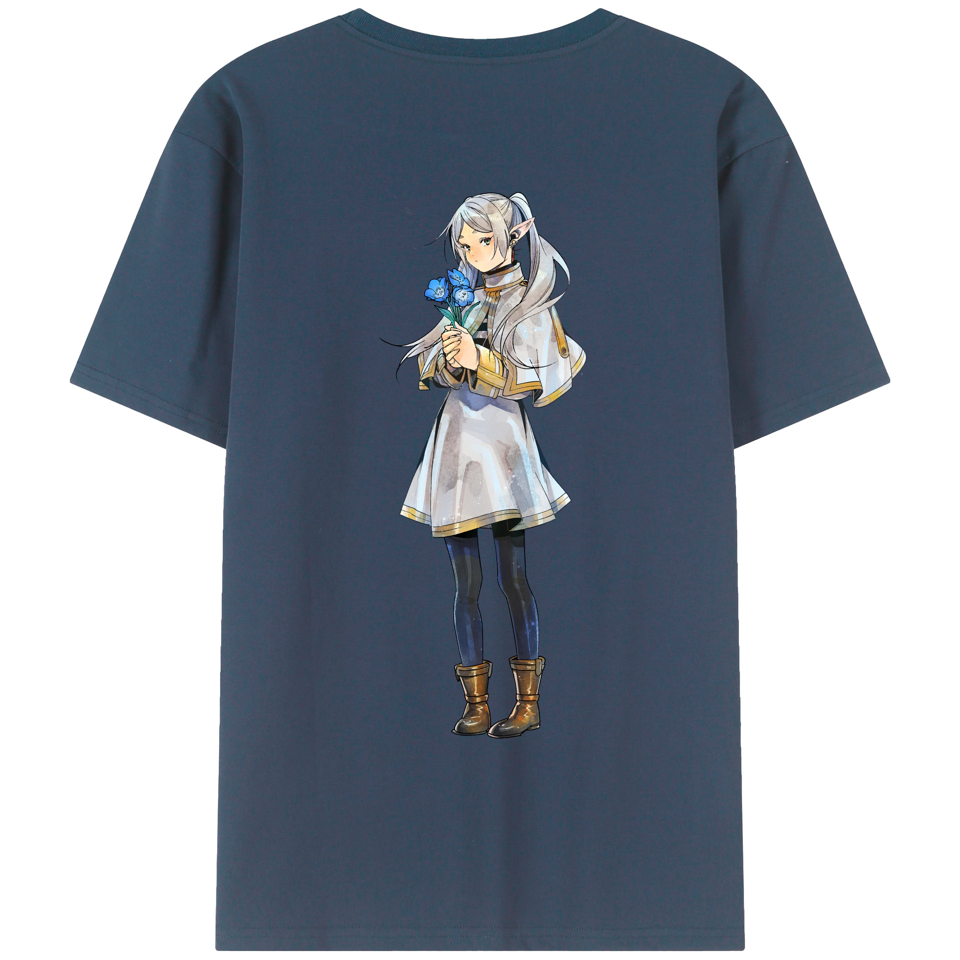（画像用） 葬送のフリーレン Frieren 綿100％ メンズ半袖Tシャツ（バックプリント） 通気性