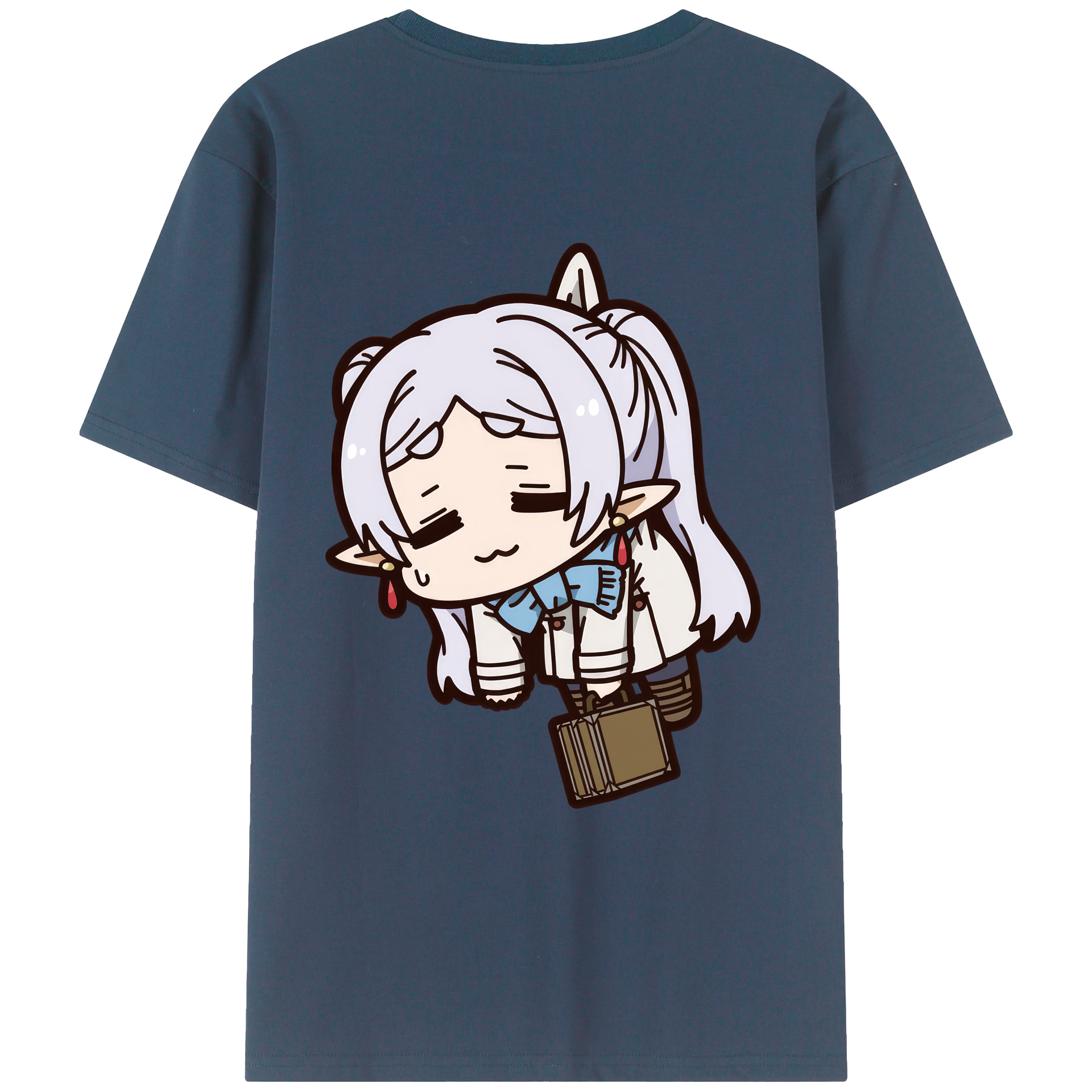 （画像用） 葬送のフリーレン Frieren 綿100％ メンズ半袖Tシャツ（バックプリント） 通気性